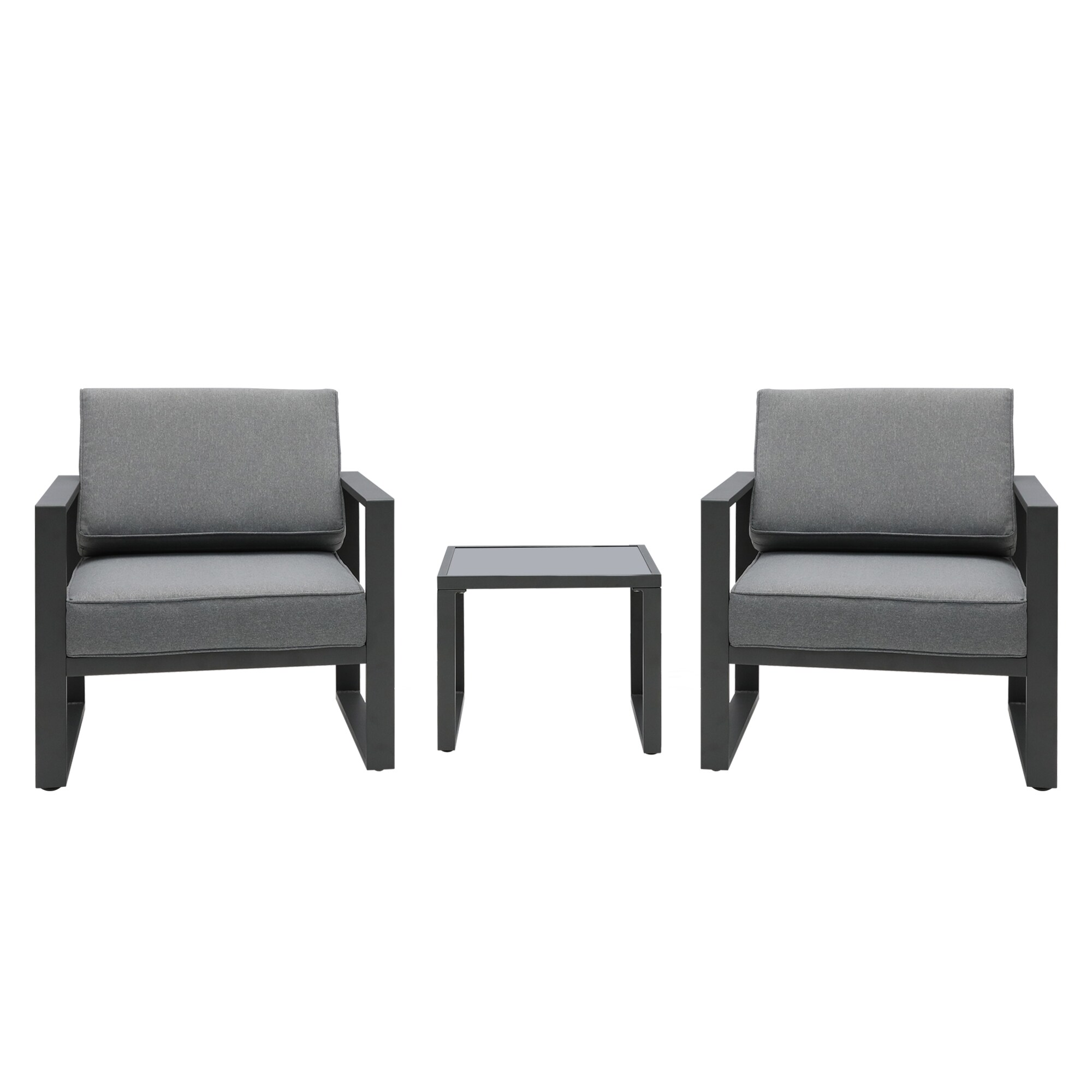 BANSA ROSE XBHJ0101 3 -Piece 2 Patio Sofa Conversation Set with Gray Cushions