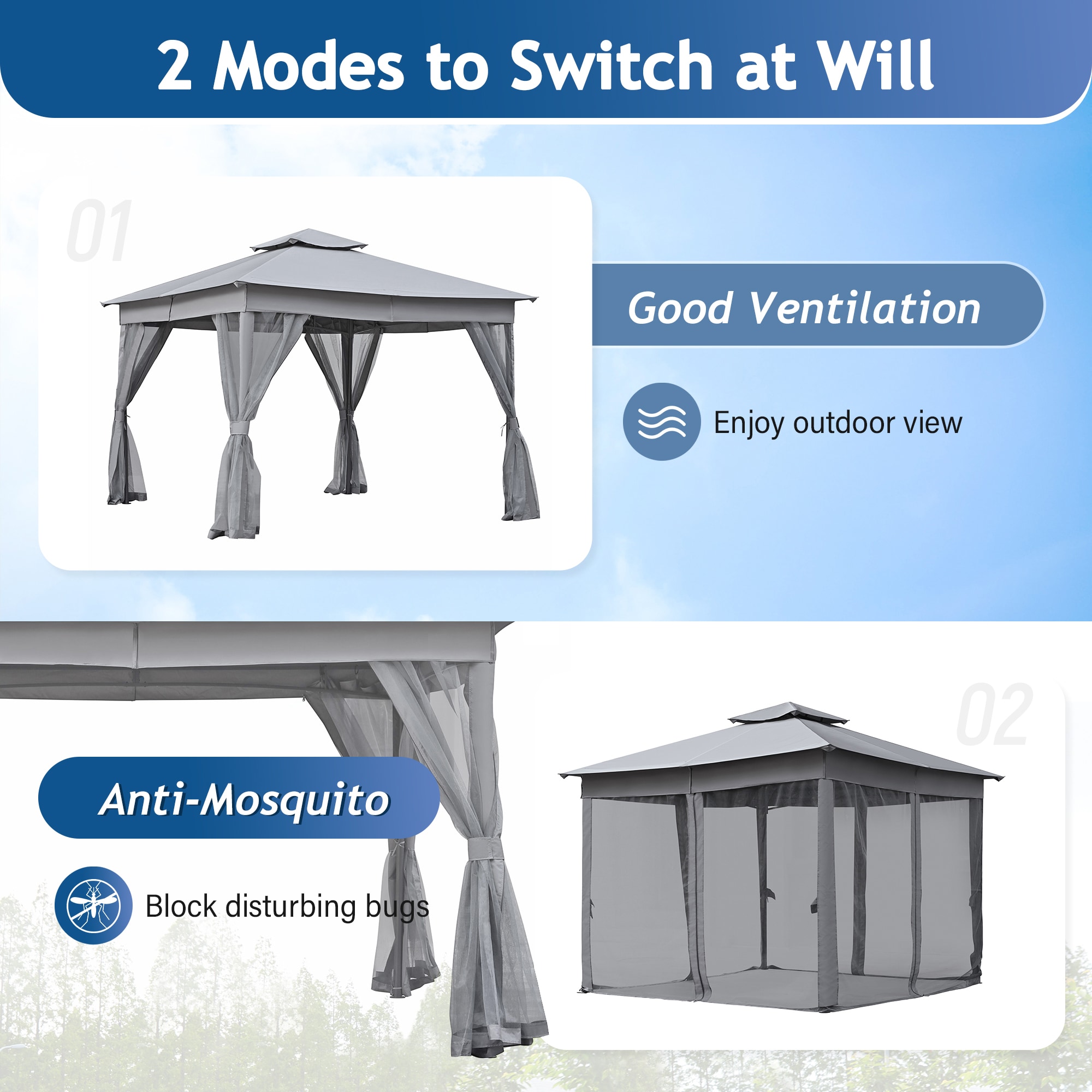 SINOFURN SYB740012WT Wood-Resin-Gazebos - View #11