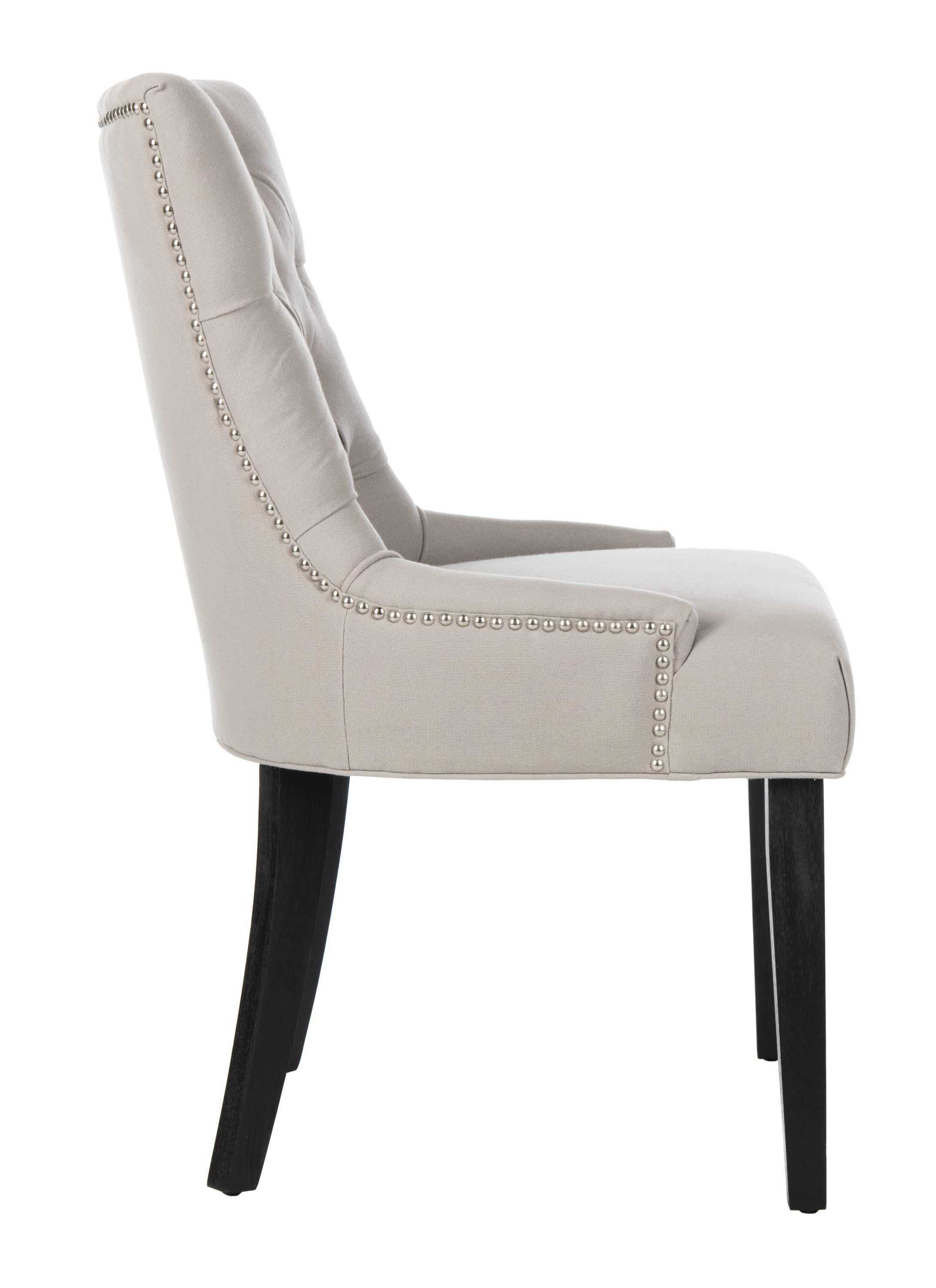 Elegant Taupe Linen and Birch Wood Parsons Side Chair Set