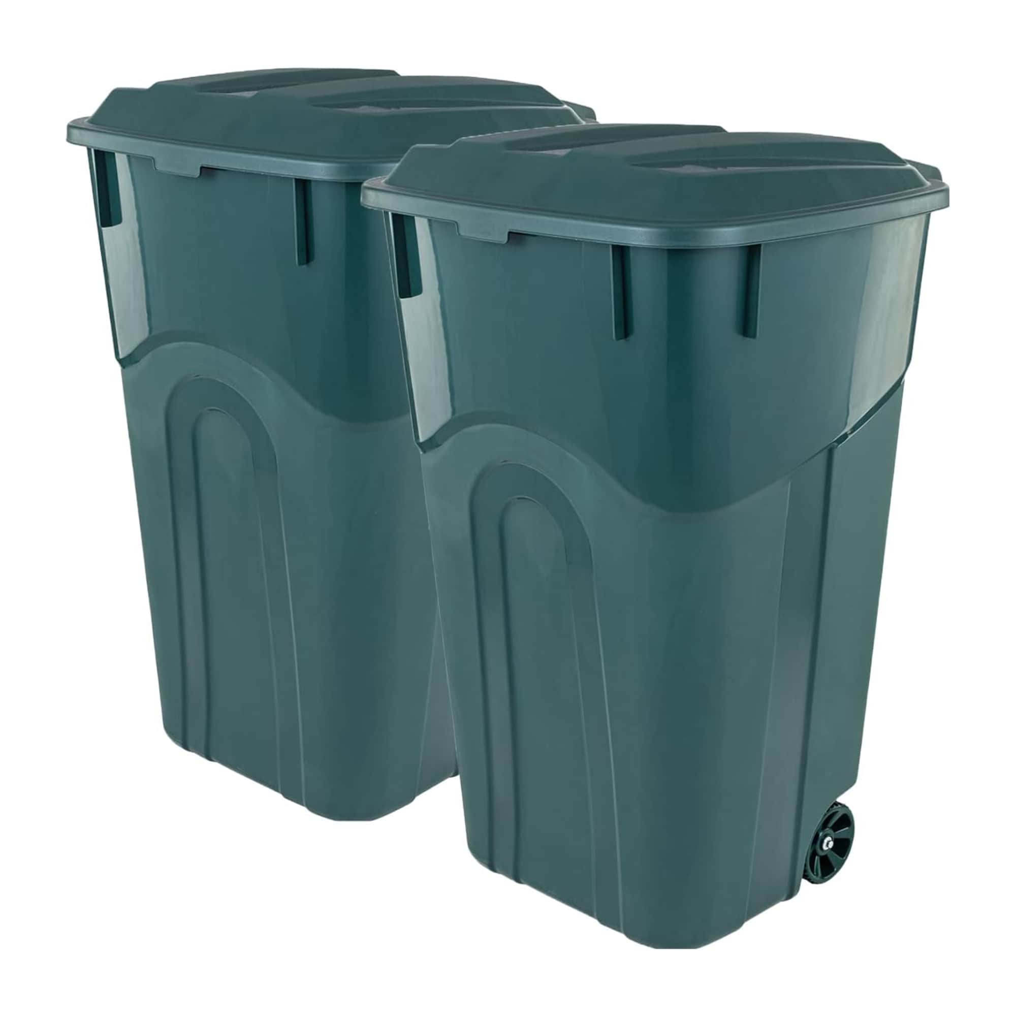 United Solutions  2 Pack 32 Gal Outdoor Garbage Can Trash Bins ECOSolution Green