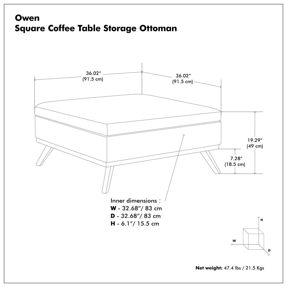 Owen Mid Century Ebony Square Storage Ottoman