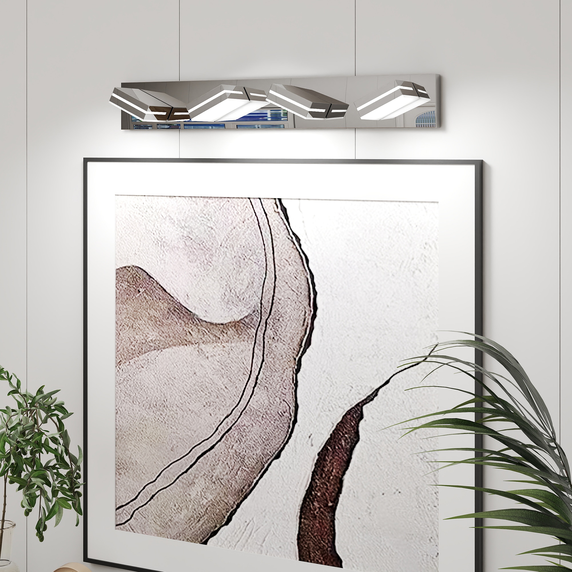 Cuschoice 30-in 4-Light Modern Chrome LED Vanity Light Bathroom Wall ...