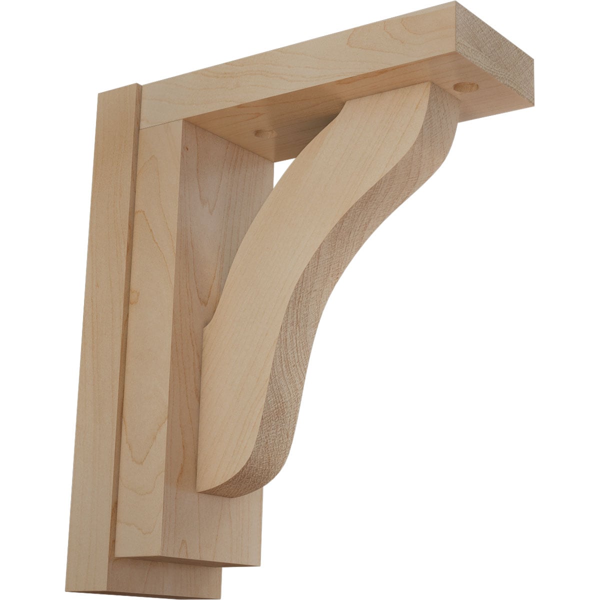 Ekena Millwork BKT02X06X07REMA Reece 2-1/2-in x 6-1/4-in x 7-1/2-in Maple Brown Wood Standard bracket