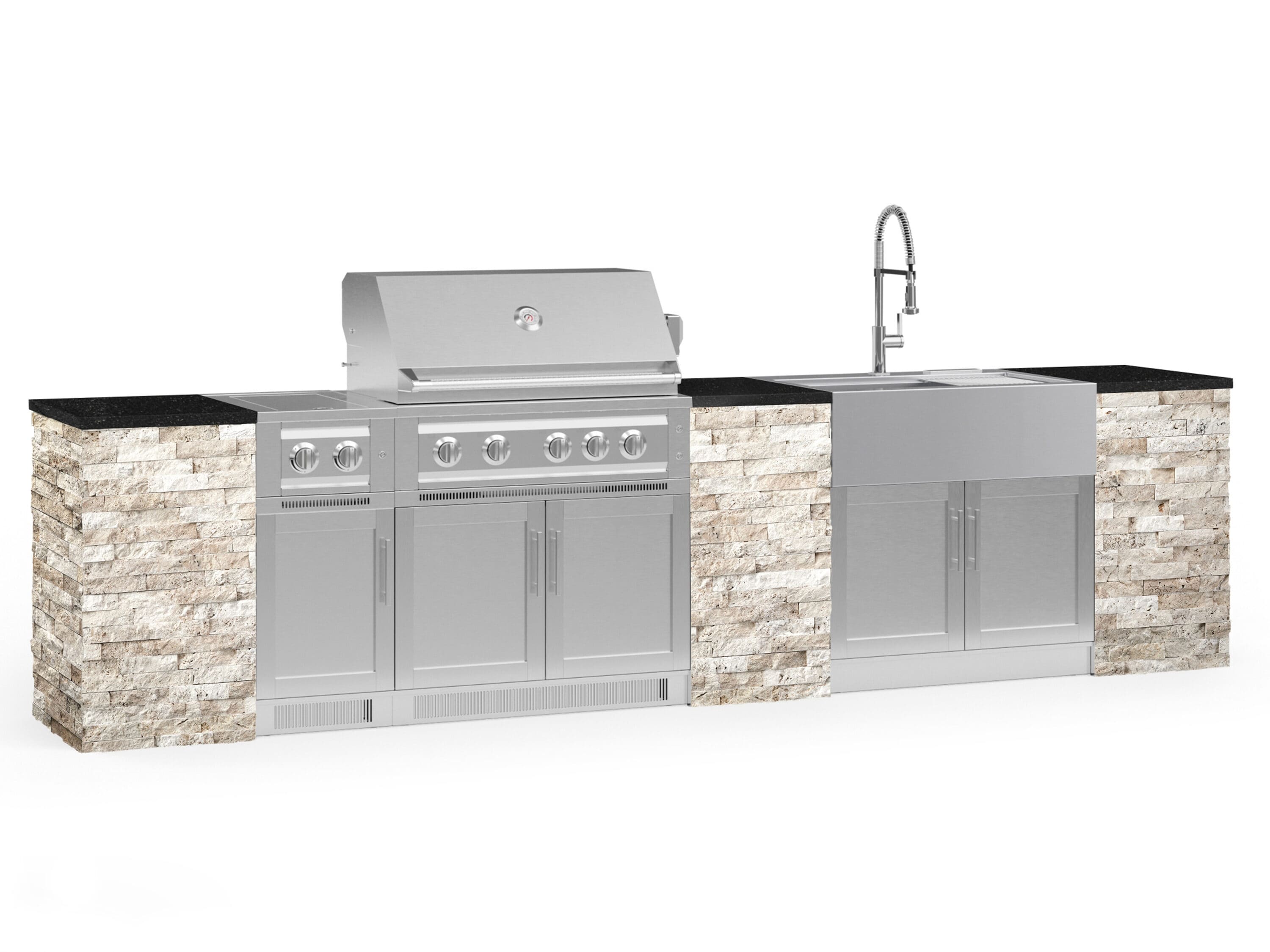 NewAge Products 69237 Signature Series Cabinets Platinum Grill 11 -Piece 145.16-in W x 25.5-in D x 58.64-in H Modular Outdoor Kitchen Set 7 Burners