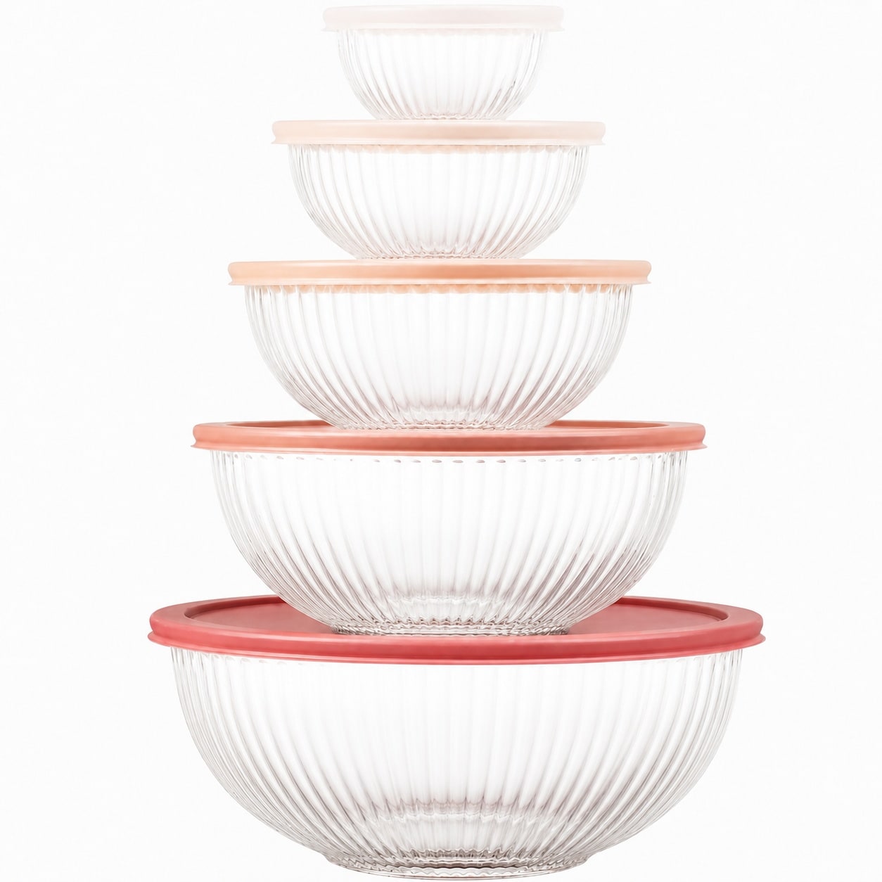 Aoibox  5 Piece Clear High Borosilicate Glass Serving Bowl Set with BPA Free Plastic Lids 0 2 to 3 7 Qt