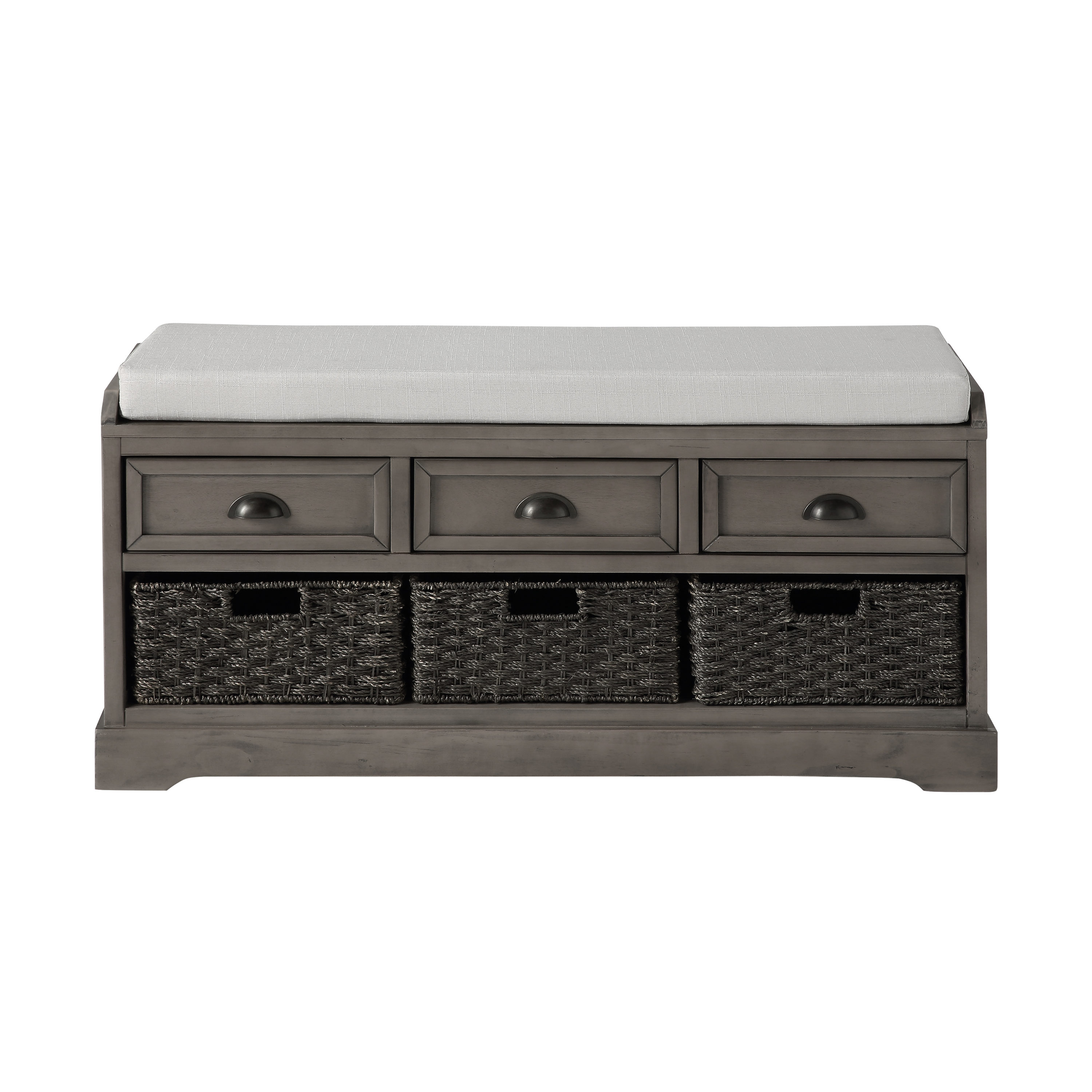 Mondawe OR-955AAE-US Homes Modern Gray Storage Bench with Storage 44-in x 13.7-in x 20.2-in