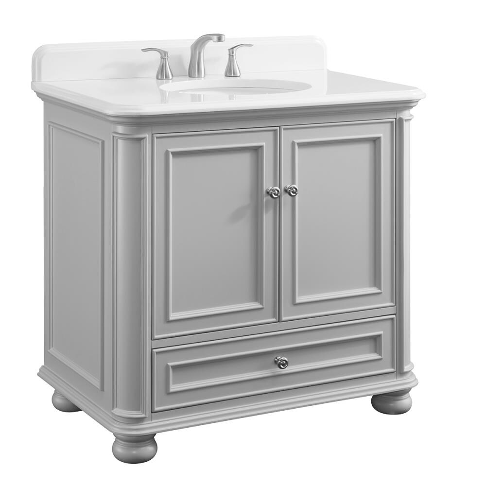 Scott Living Wrightsville 36-in Light Gray Single Sink Bathroom Vanity with White Engineered Stone Top