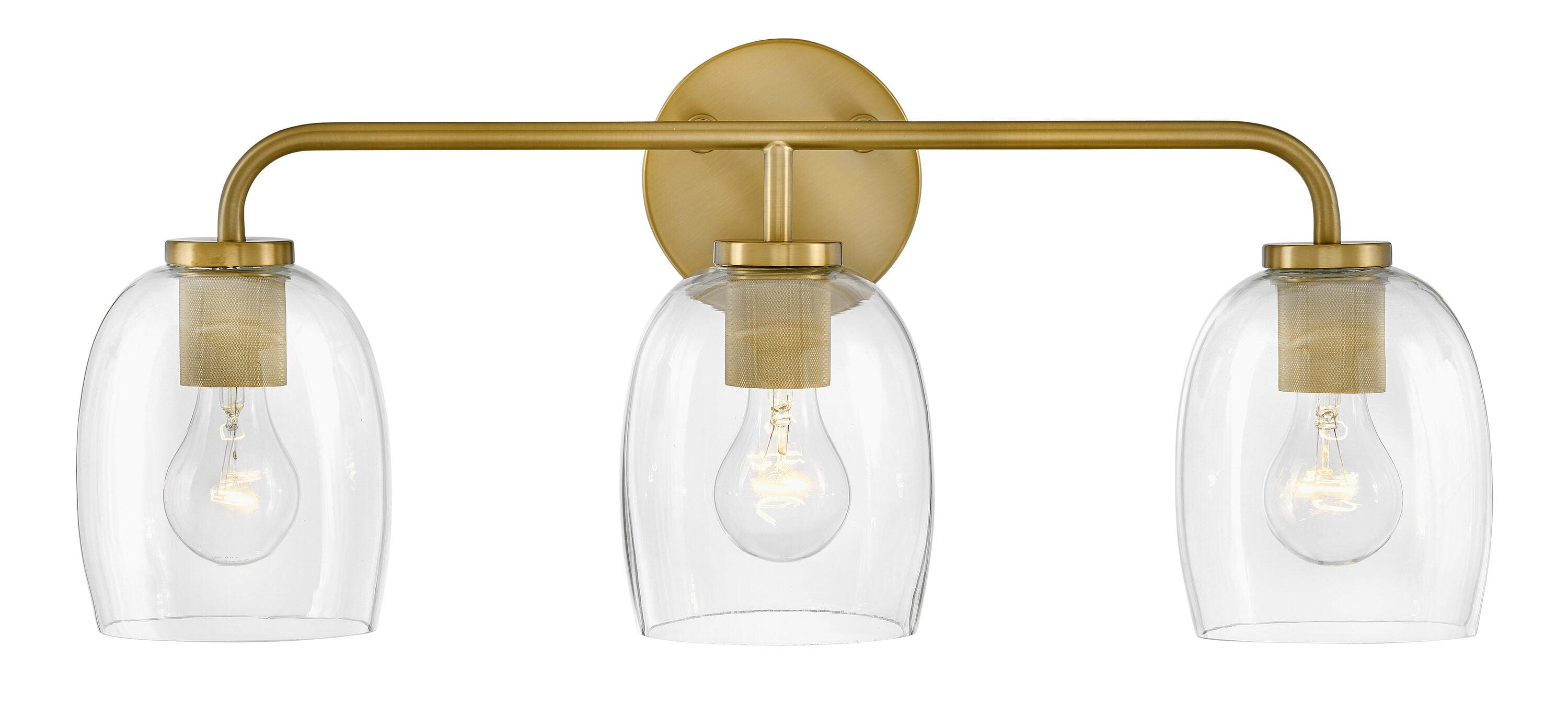 Lark 85013LCB Percy 24-in 3 -Light Polished Brass Transitional Vanity light