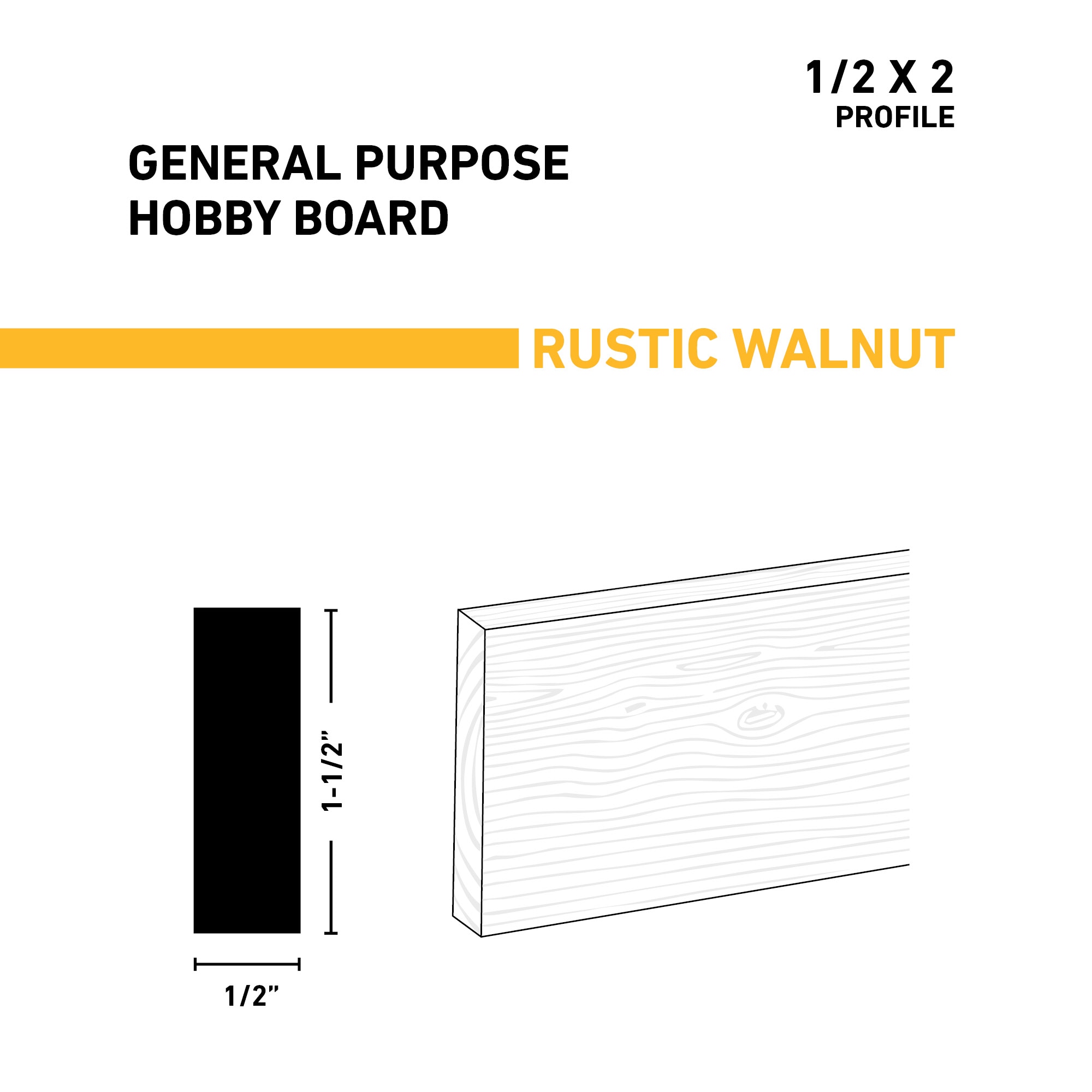 Ornamental Mouldings BRDRUS 1-2X2X2WALN Appearance-Boards - View #2