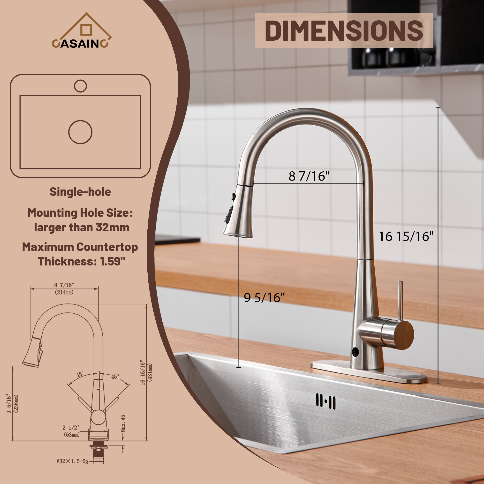 CASAINC RB0764-WE Kitchen-Faucets - View #4