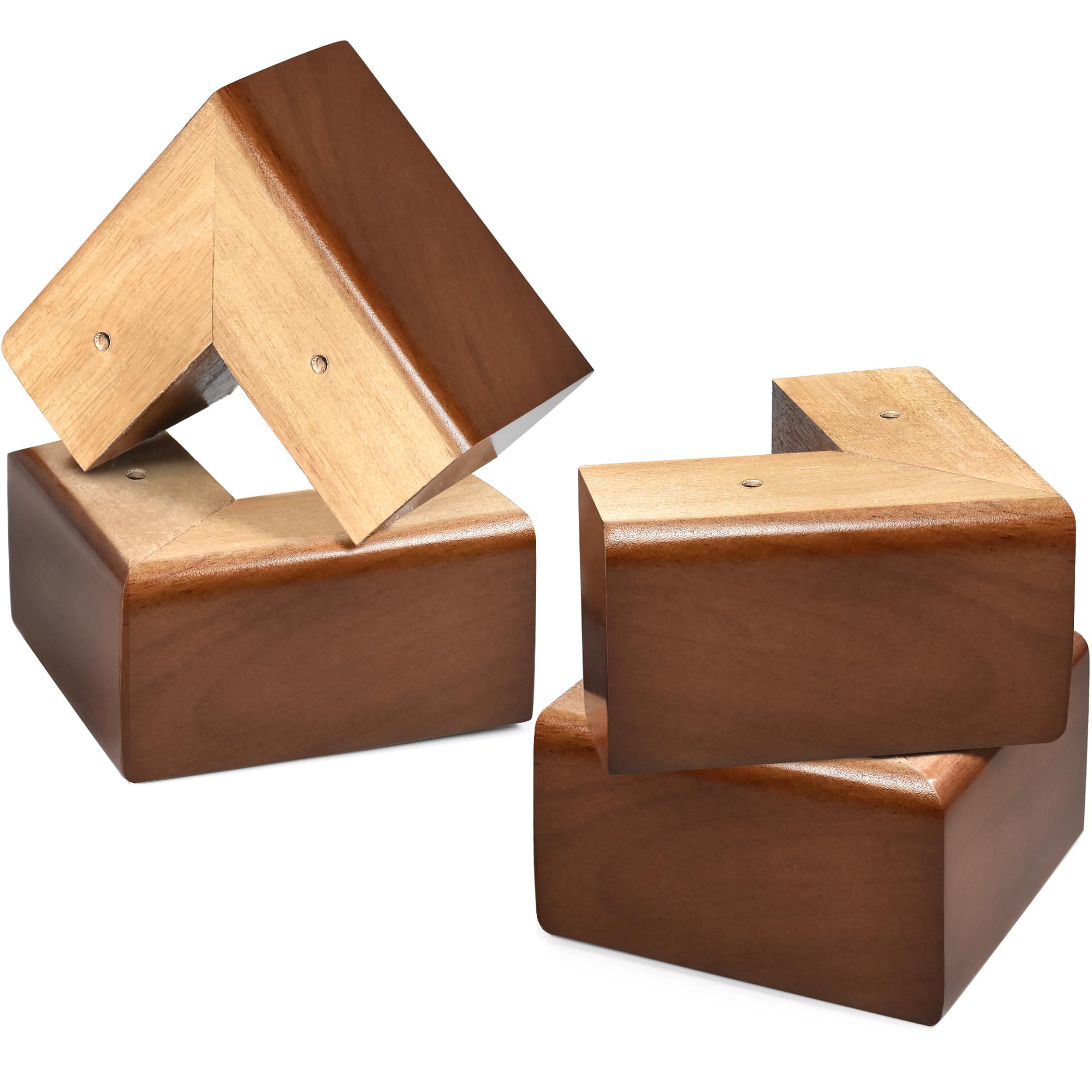 Yichuhaoxi  Solid Wood Furniture Legs L-Shaped Bed Risers Three inch Furniture Legs for Sofa Couch Dresser Cabinet Table Four Pack