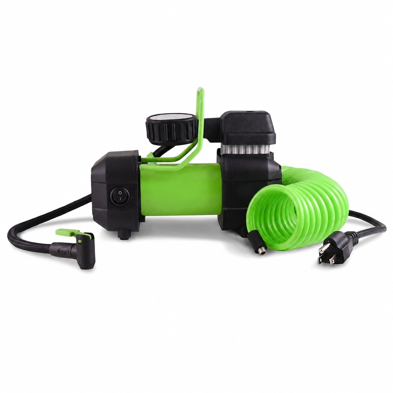 DYRCJ  Home Tire Inflator Wall Mounted 120V Heavy Duty Air Compressor for SUV 4x4 with Analog Dial Gauge 100 psi Long Hose LED Light Accessory