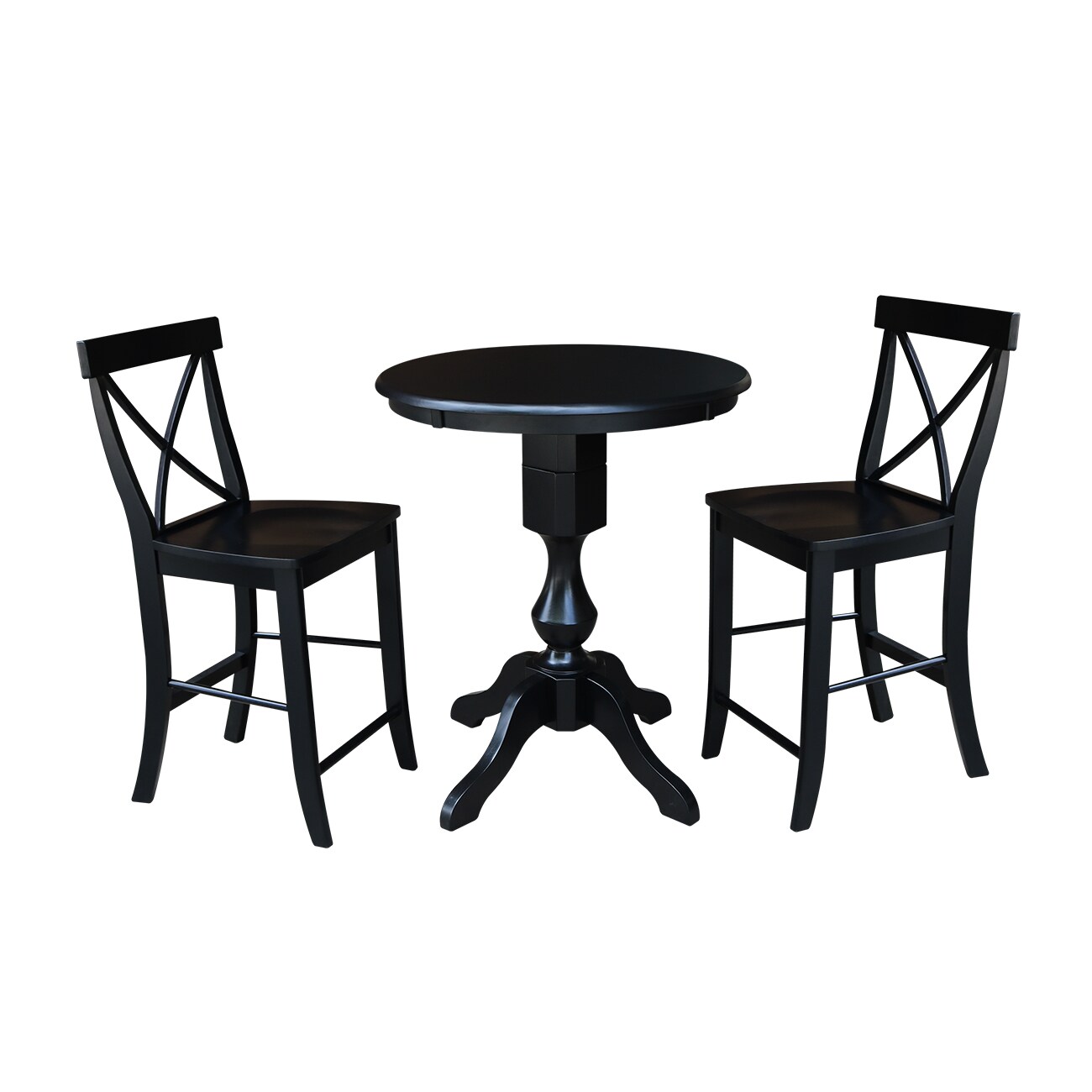 International Concepts K46-30RT-11P-S6132-2 Black Casual Dining Room Set with Round Table (Seats 2)