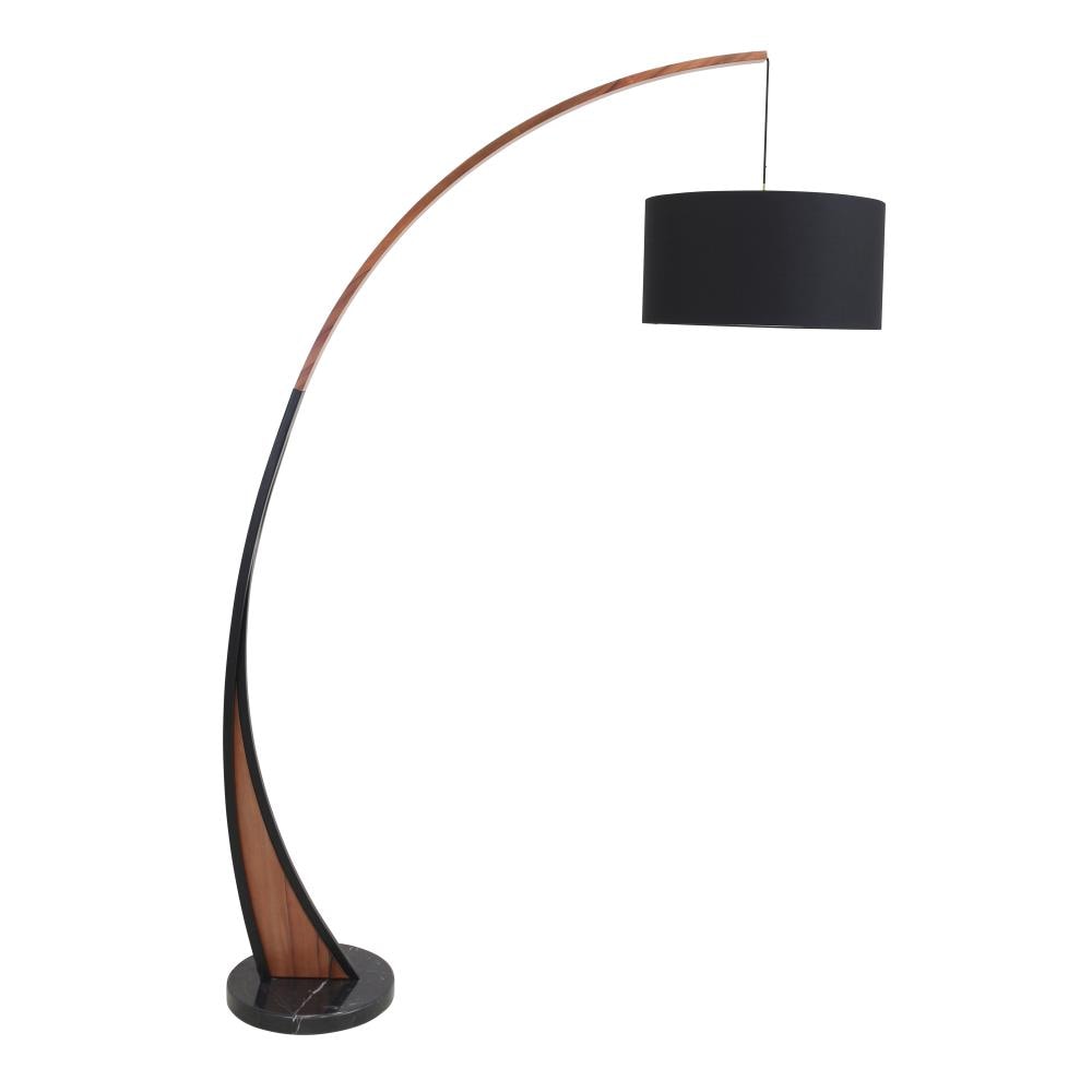 LumiSource Noah 22.25-in Walnut, Black Shaded Floor Lamp at Lowes.com