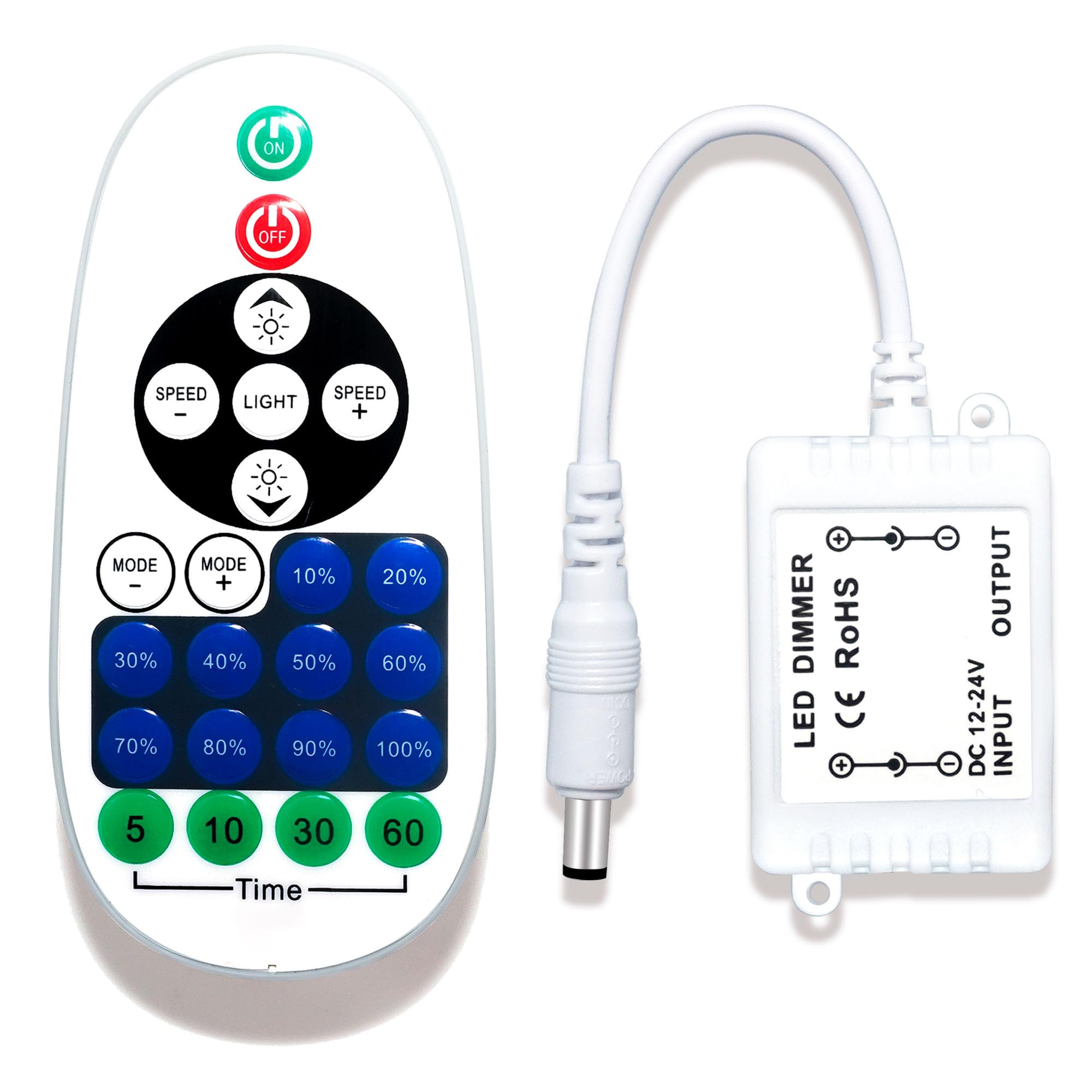 Anqtovp  Remote Controller and Dimmer for Single Color LED Strip Neon Cabinet Shelf Lights DC Connector 1 Set Controls Brightness Speed Flash Delay