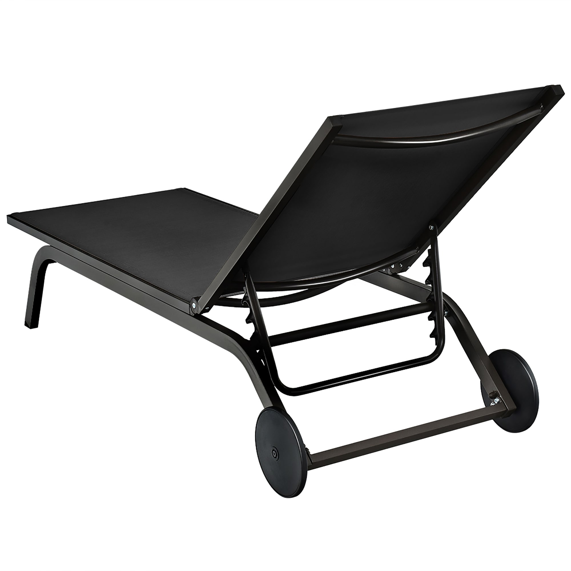 Sleek Black Aluminum Outdoor Chaise Lounge with Adjustable Backrest