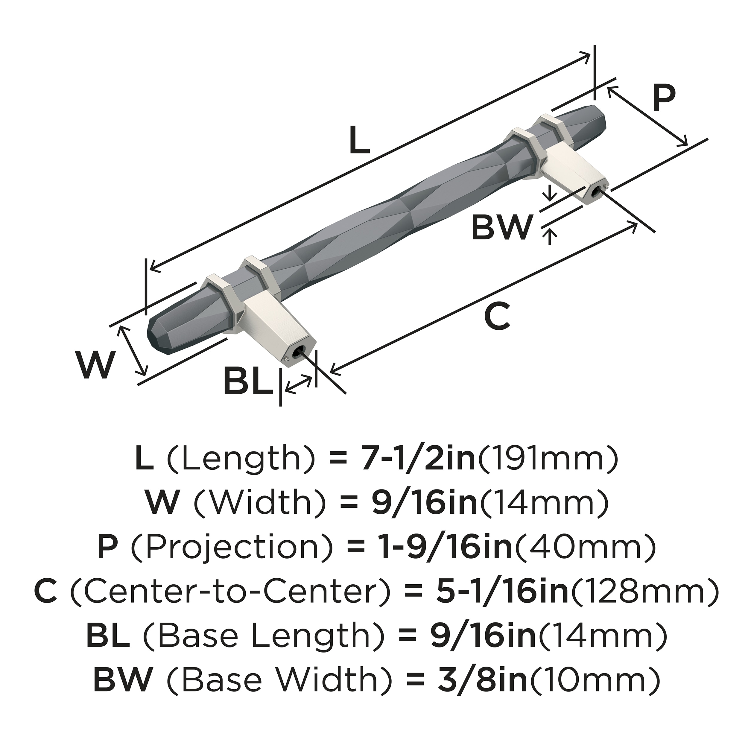 Amerock London 5-1/16-in (128mm) Center to Center Black