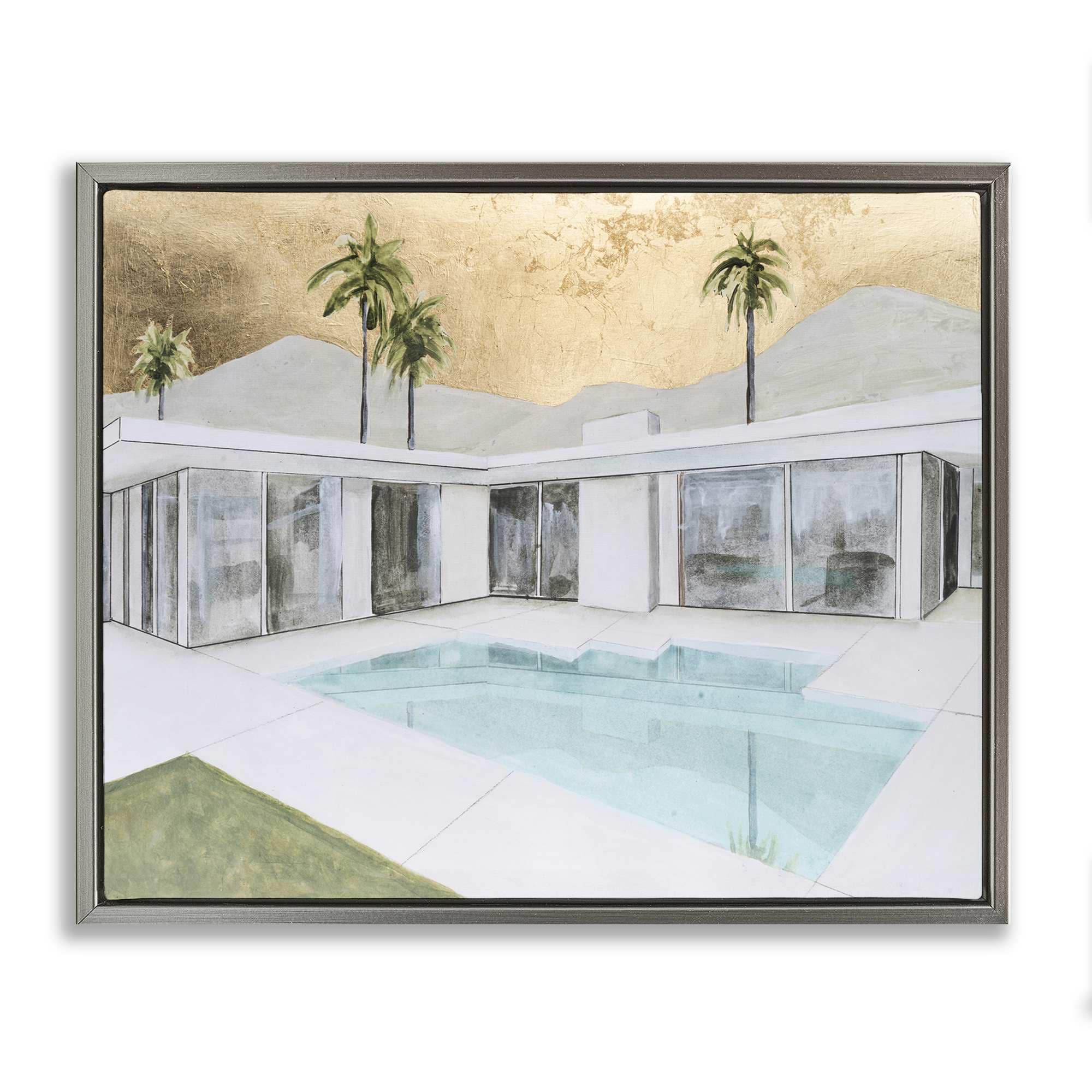 Stupell Industries BS-398-FFL-16X20 Modern Chic Pool View Gray Framed Floater Canvas Wall Art By Michael Willett 21 x 17