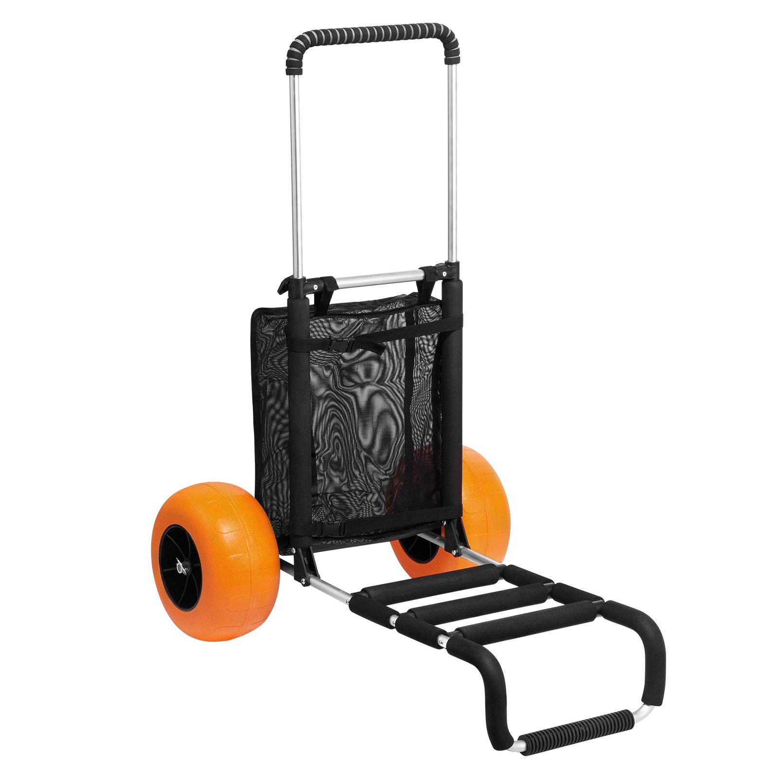 GIVIMO Beach Cart with 12-in Solid Big Wheels - 165-lb Capacity Folding Sand Wagon with 29.9 x 15.4 in Deck 27-44.7 in Adjustable Handle and Aluminum Frame