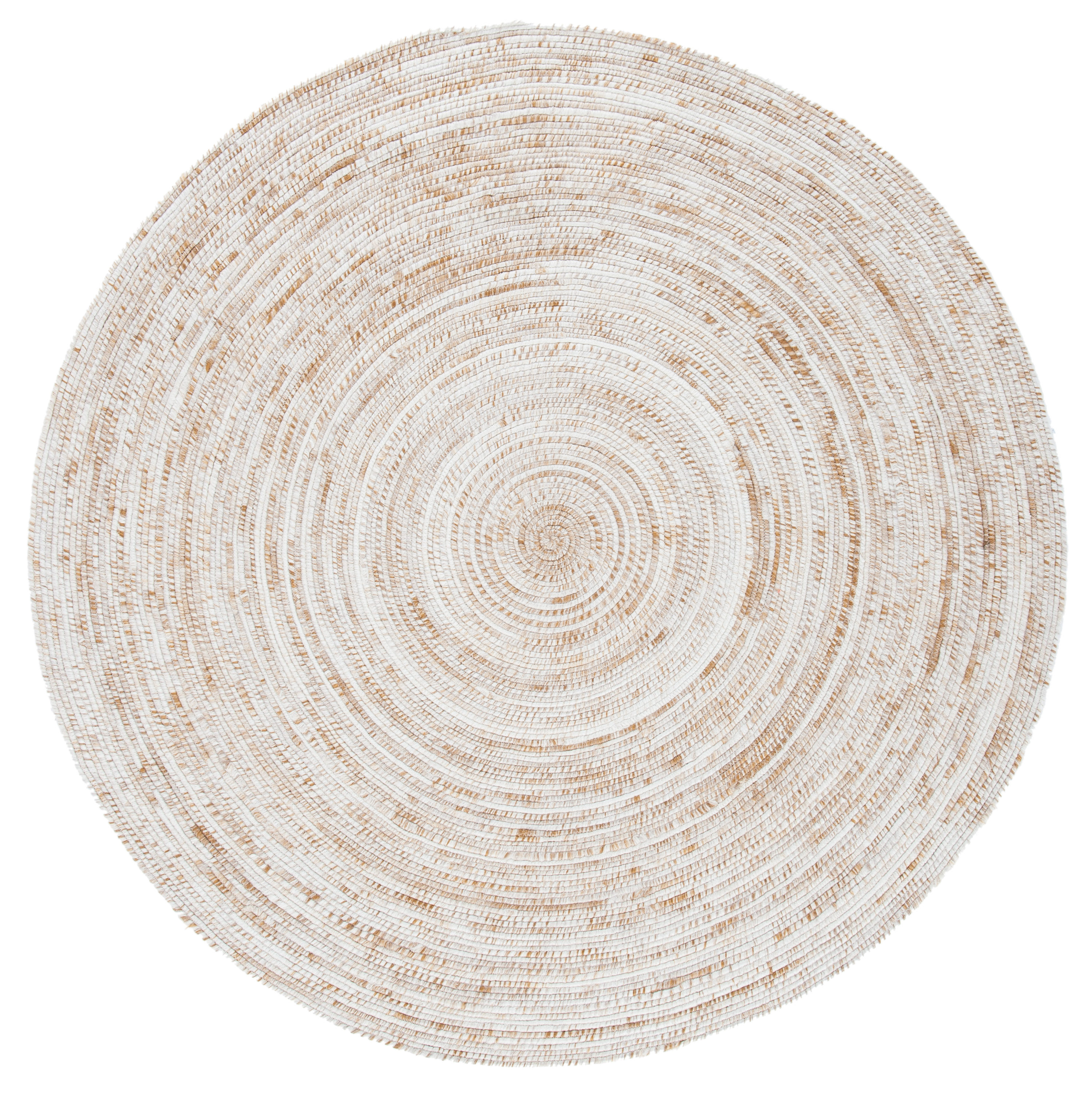 Safavieh BRD270T-5R Braided Luzie 5 x 5 (ft) Braided Polyester Ivory/Brown Round Indoor Abstract Farmhouse/Cottage Area rug