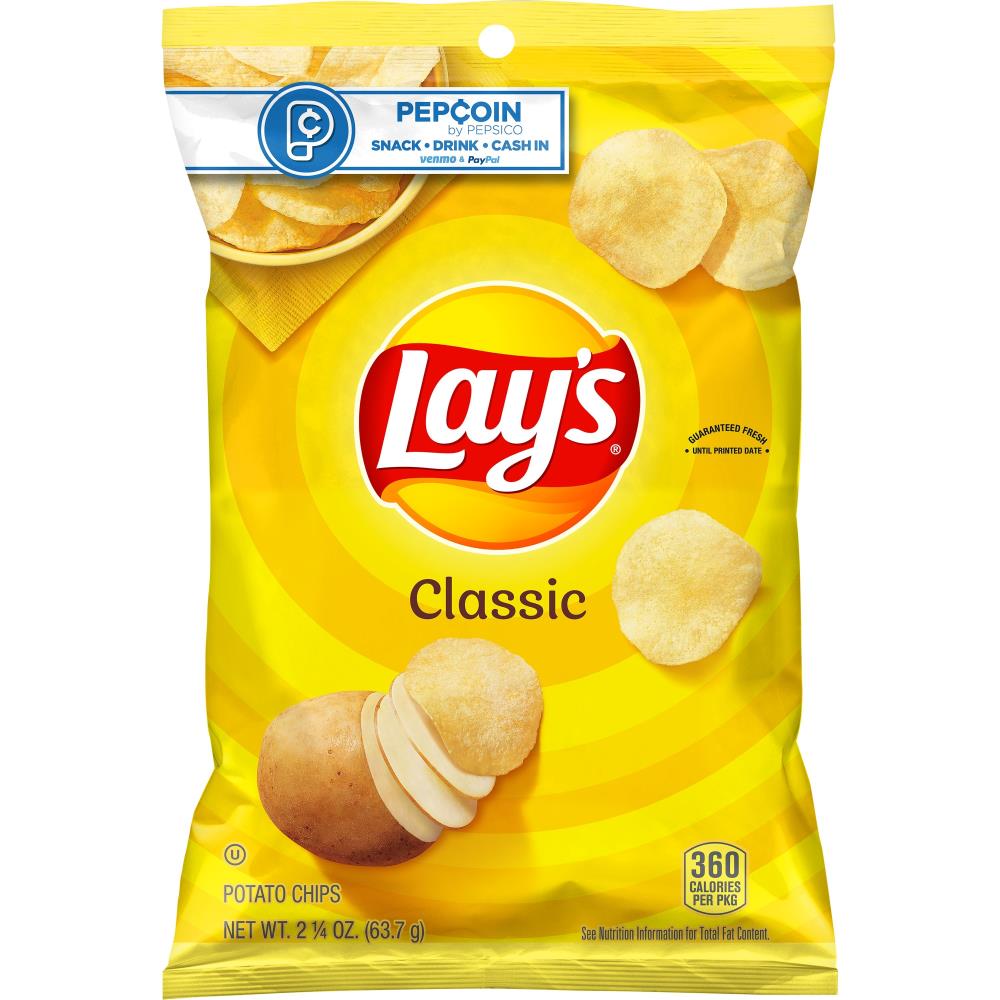 Frito-Lay Classic Potato Chips, 2.25 oz, Made with Sunflower Oil, 0g ...