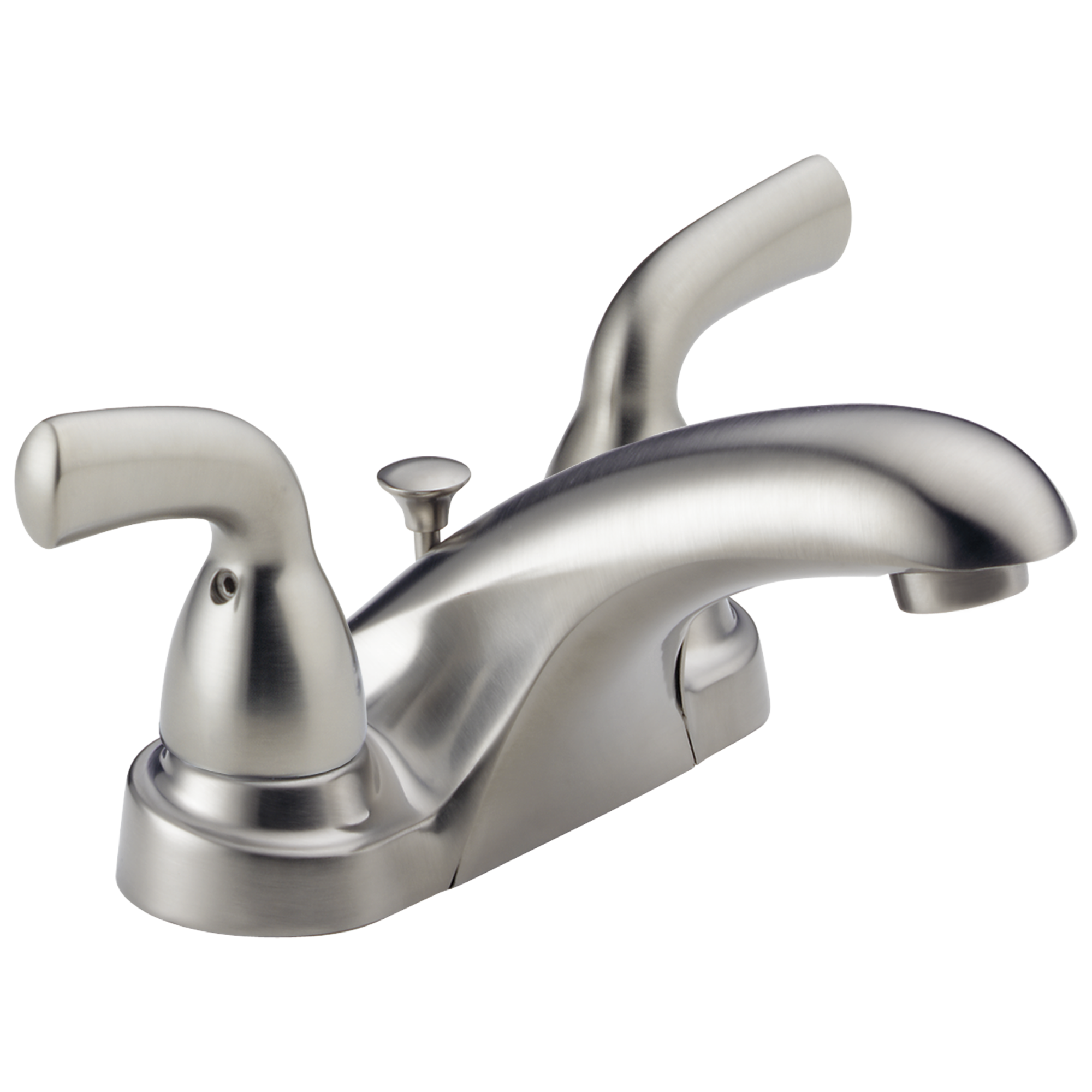 Delta B2510LF-SS Foundations Stainless 4-in centerset 2-handle WaterSense Mid-arc Residential Handle Bathroom Sink Faucet with Drain