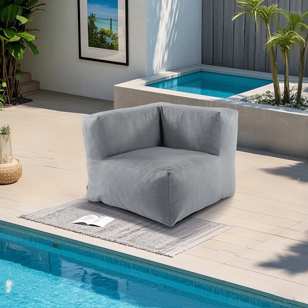 Evita - Outdoor Bean Bag Chair Modern Corner Armrest Chair Patio Pool Lounge Chair Couch Sofa Foa...