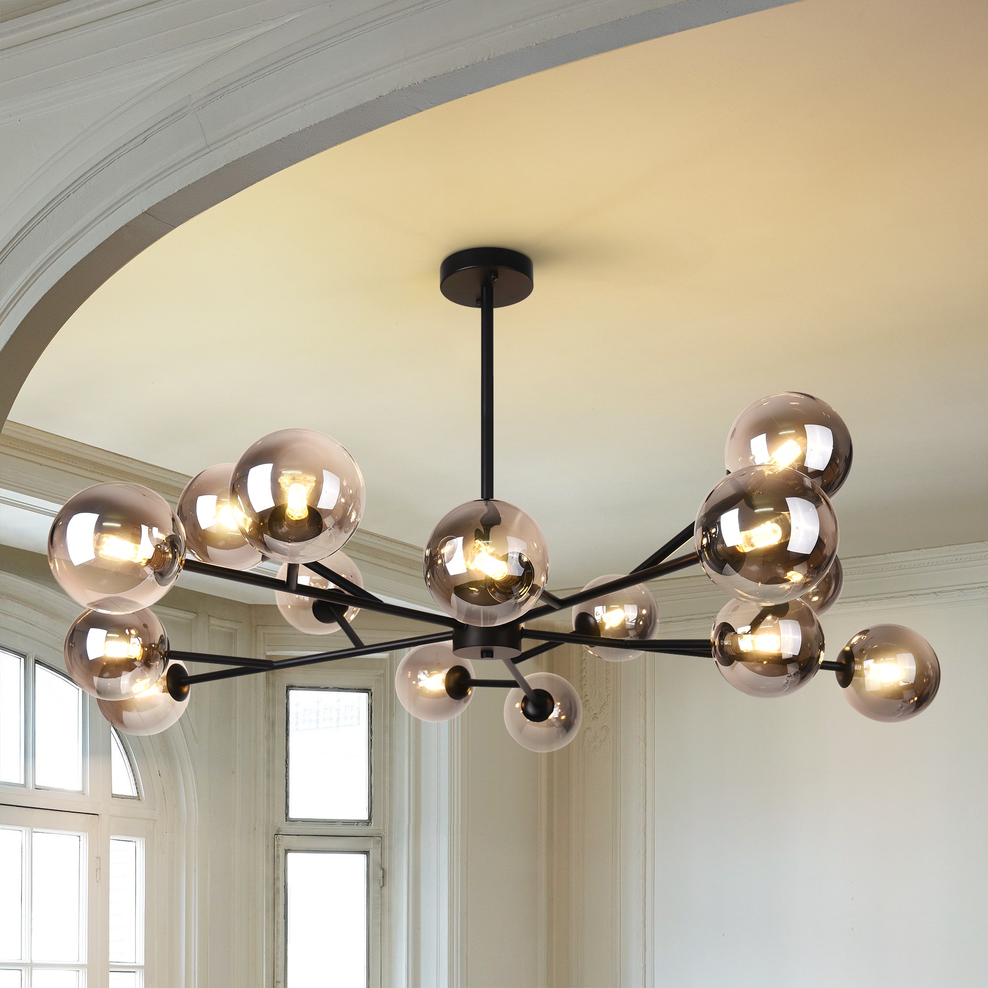 Rennnsan CL810102088 Charlie 15 -Light Matte Black Modern/contemporary For Use in Bedrooms, Dining Rooms, Foyers, Kitchens, Living Rooms Chandelier