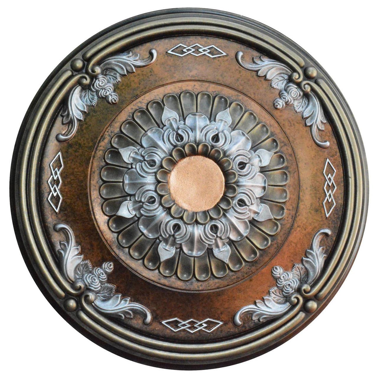 From Plain to Beautiful in Hours CCMF-054-INT-LL Snowy Daybreak 26.25-Inches W x 26.25-Inches L Architectural Painted Antique Copper, Ivy, Silver Polyurethane Whole Ceiling Medallion