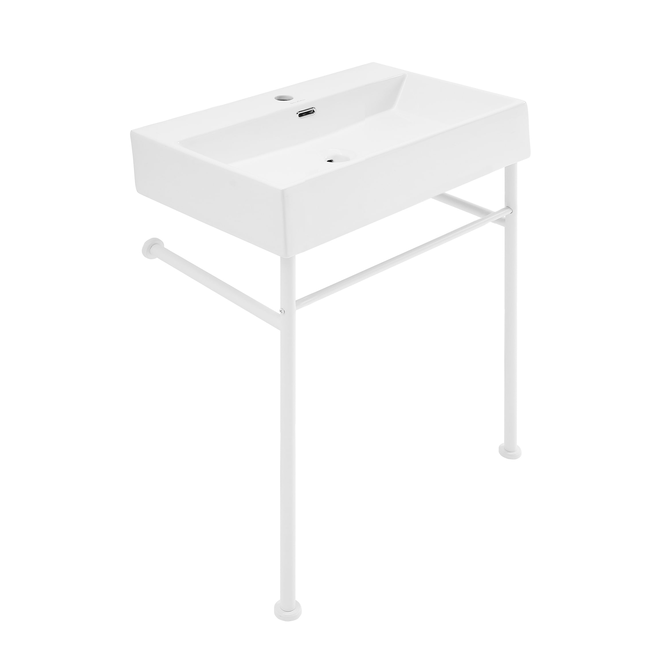 Claire 24" White Ceramic Console Sink with Matte White Legs