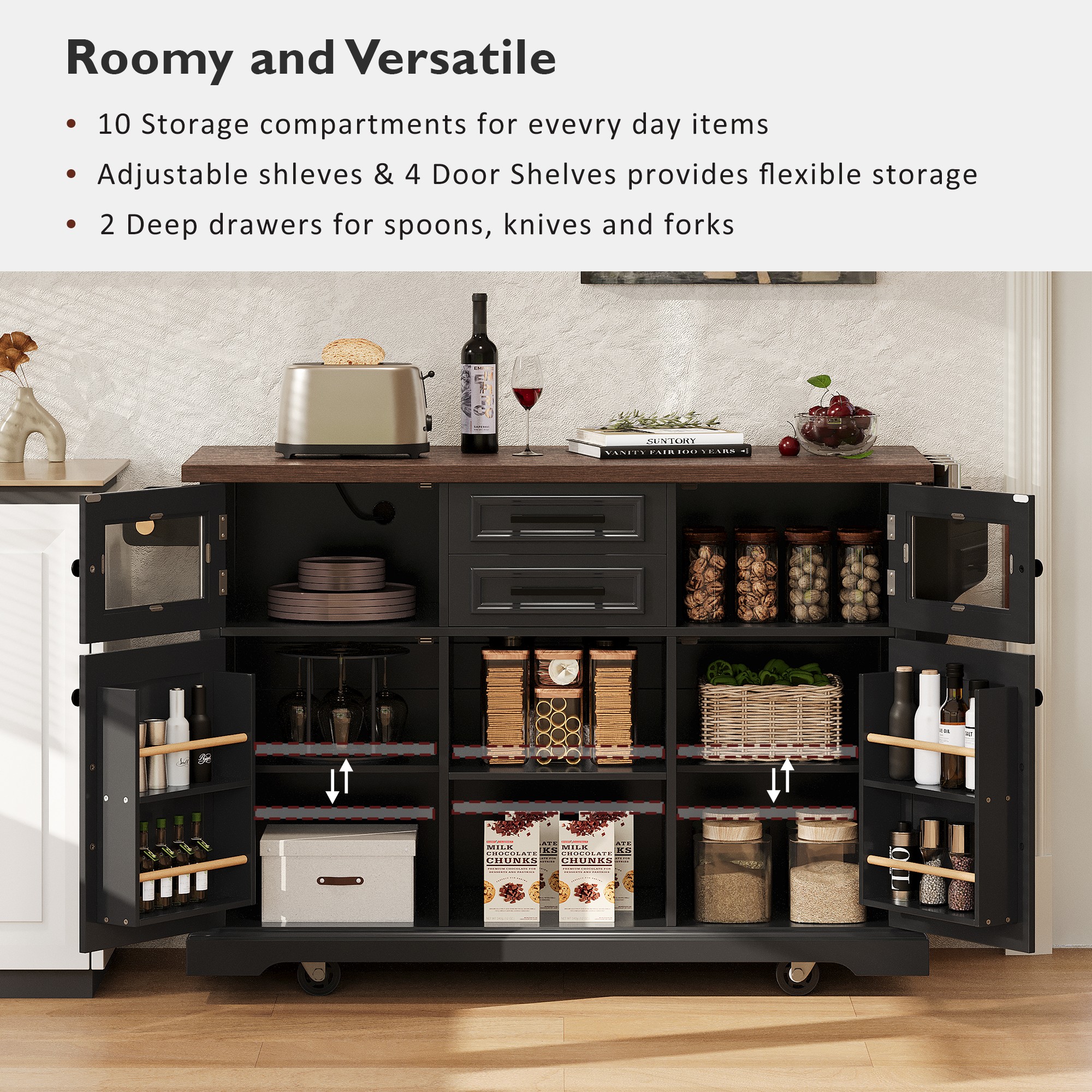 Damerin White MDF Base with MDF Wood Top Rolling Kitchen Island ( 29.5-in x 53-in x 36-in )
