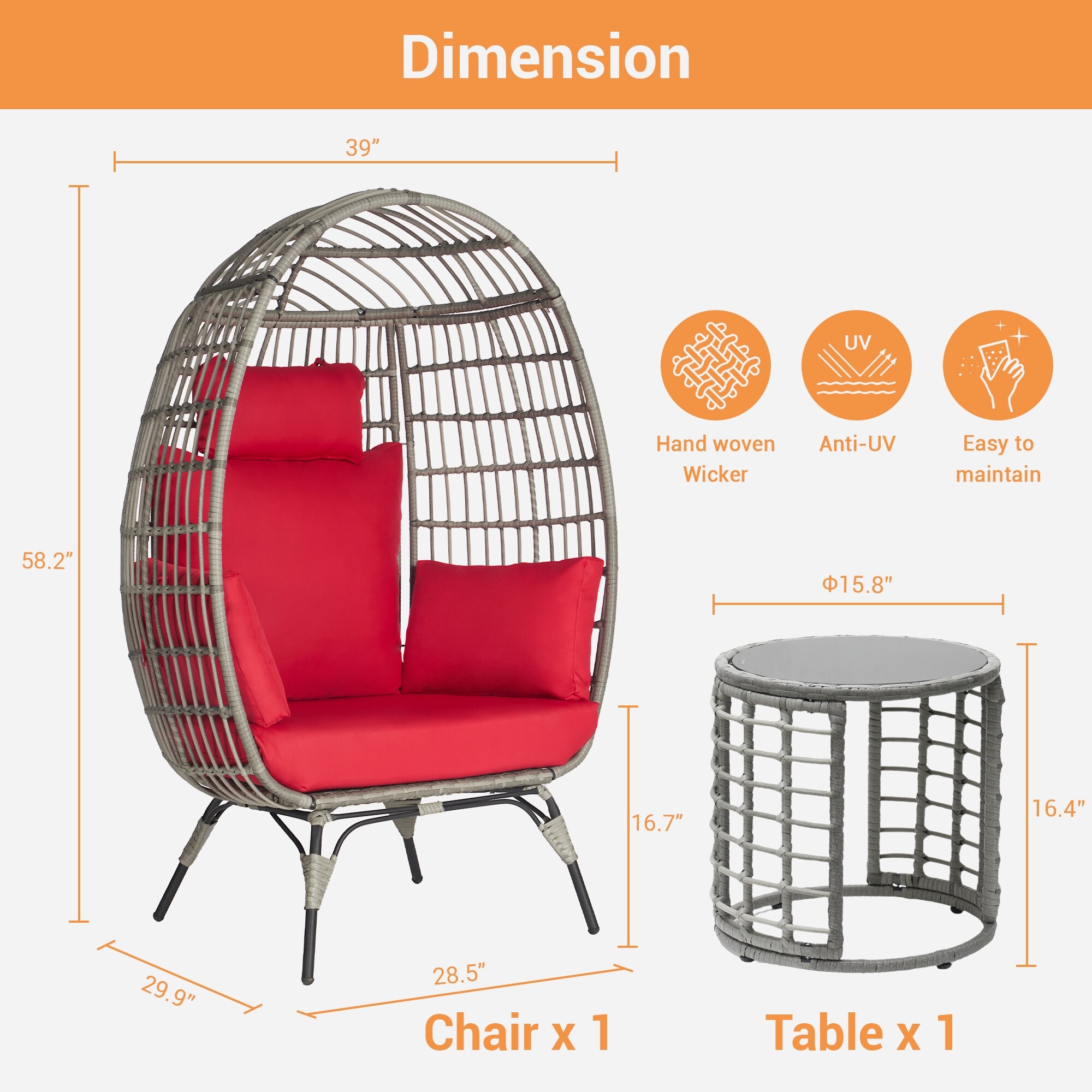 SANSTAR L-JDC67RD-3P Patio-Conversation-Sets - View #2