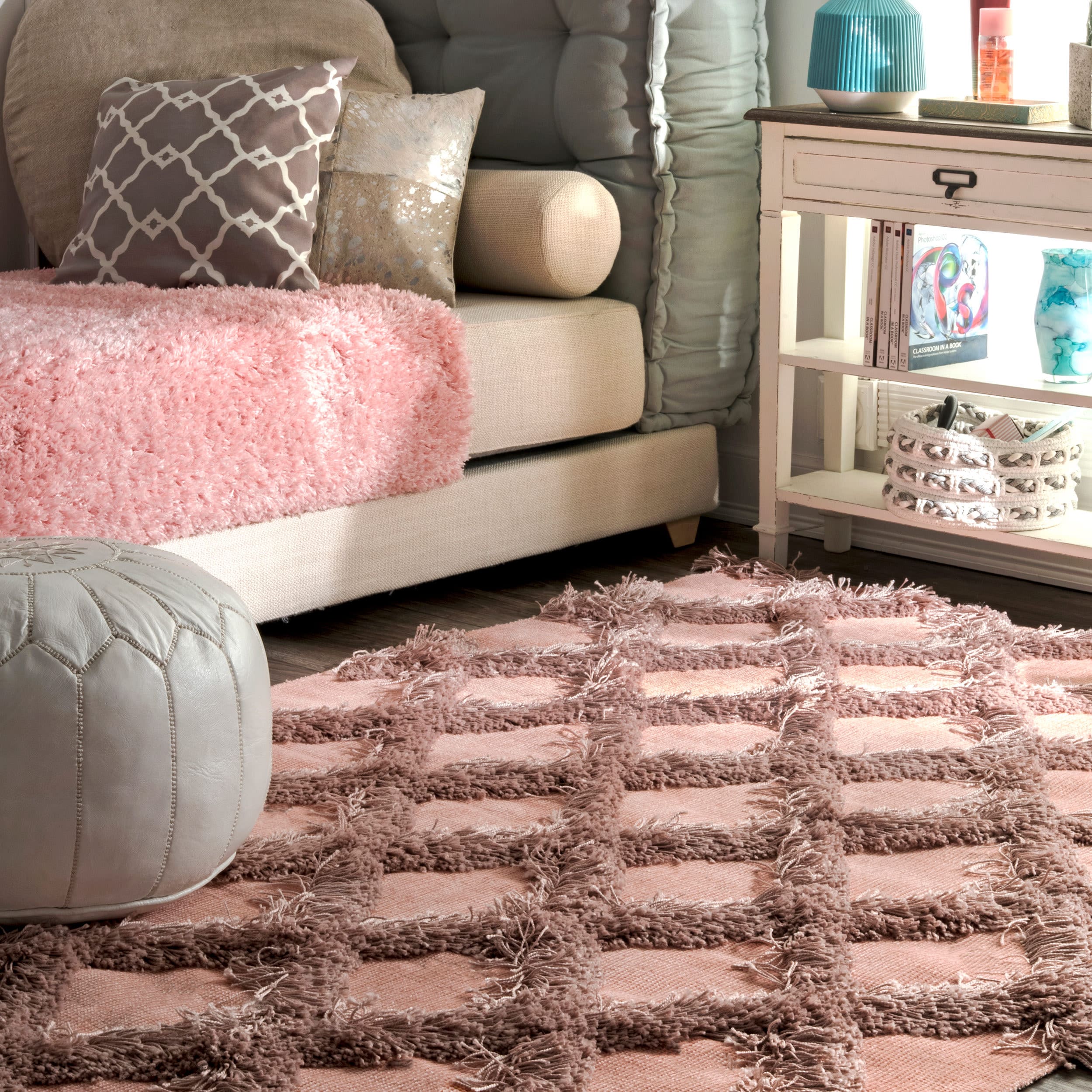 nuLOOM BDFR01B-406 4 x 6 (ft) Loomed Polypropylene Pink Rectangular Indoor Trellis Area rug