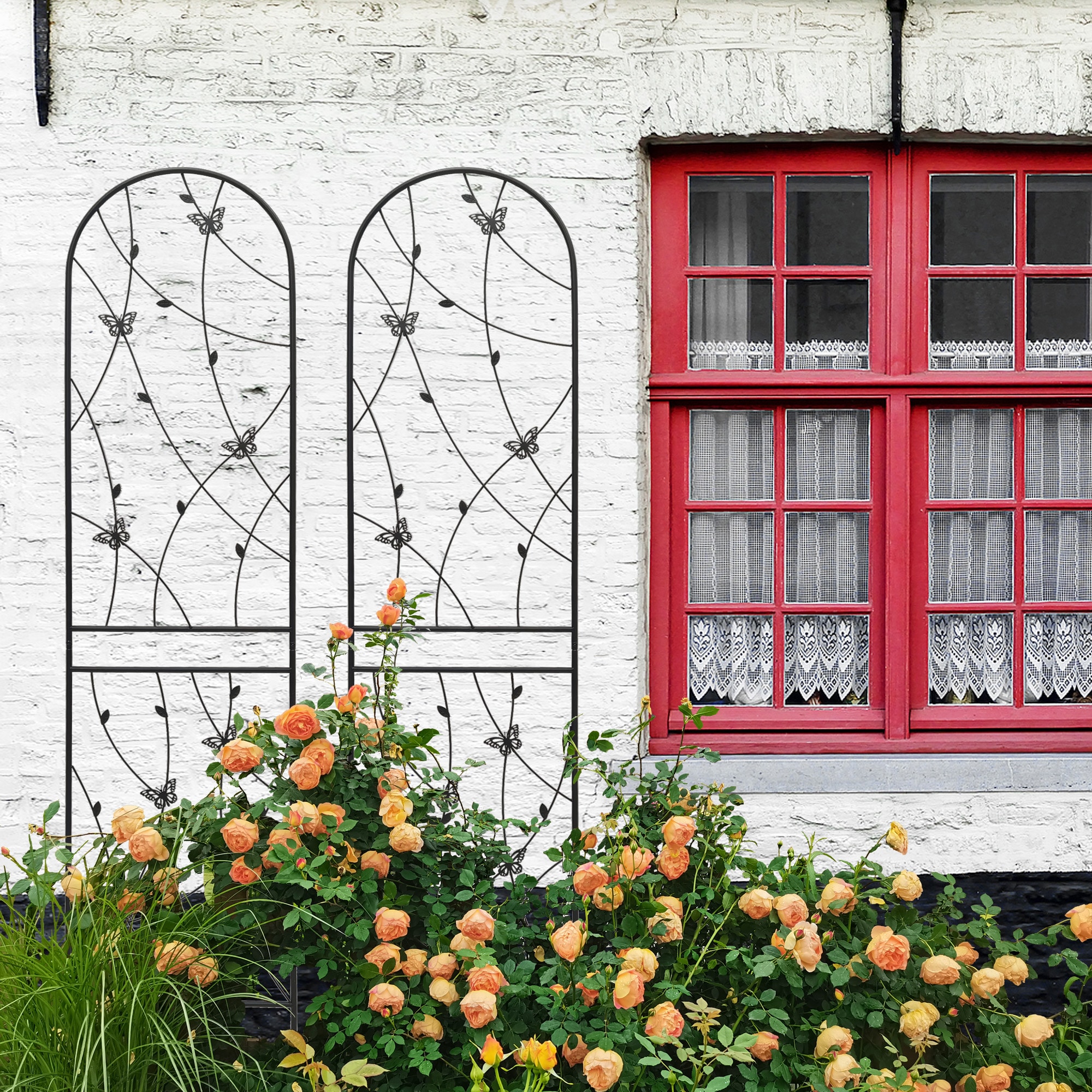 Blisstyle Garden Life 19.7-in W x 86.7-in H Black Iron Scroll Garden Trellis For Climbing Plants For Cucumbers For Roses For Tomatoes 2 -Pack