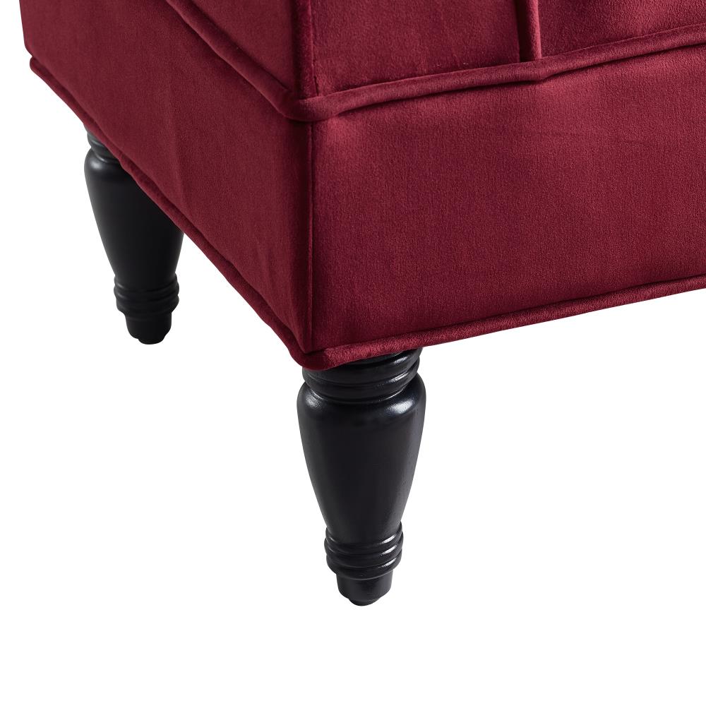 Berry Upholstered Bedroom Bench with Dark Mahogany Feet