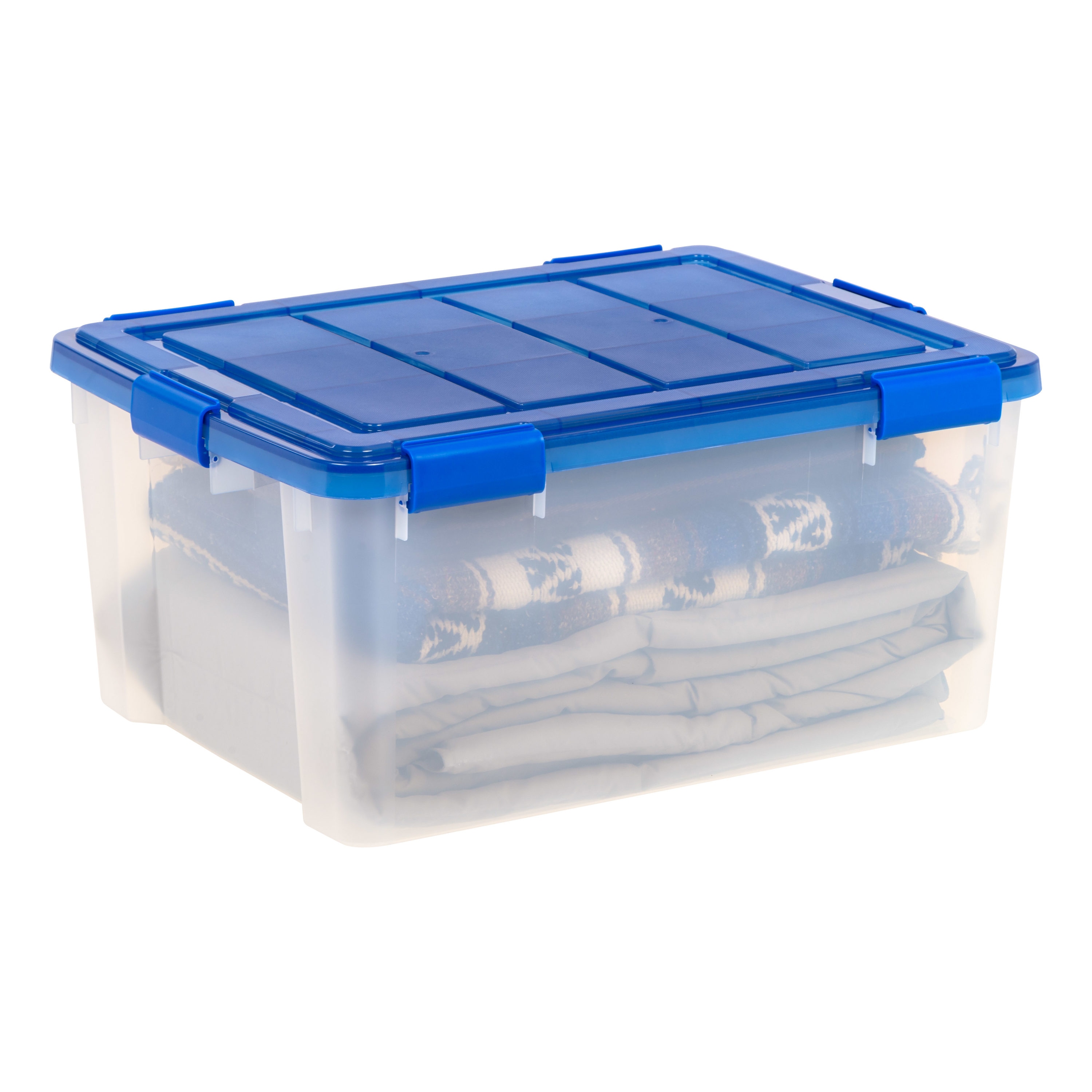 IRIS Large 15-Gallons (60-Quart) Blue Weatherproof Tote with Latching Lid  in the Plastic Storage Containers department at