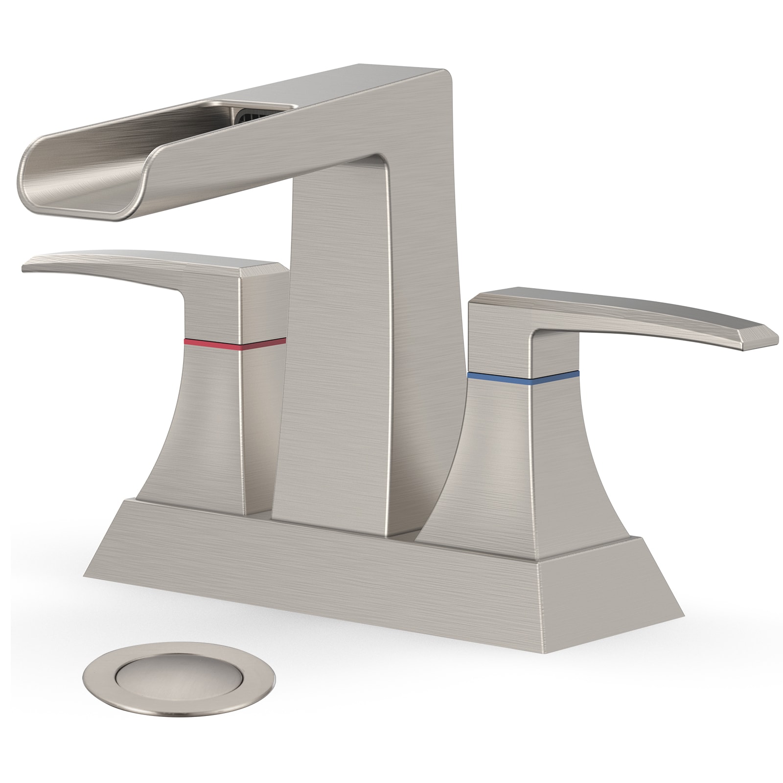 GAOMON - Dual Handle Waterfall Bathroom Sink Faucet- Premium Zinc Alloy Handle Brass Interior Pla...