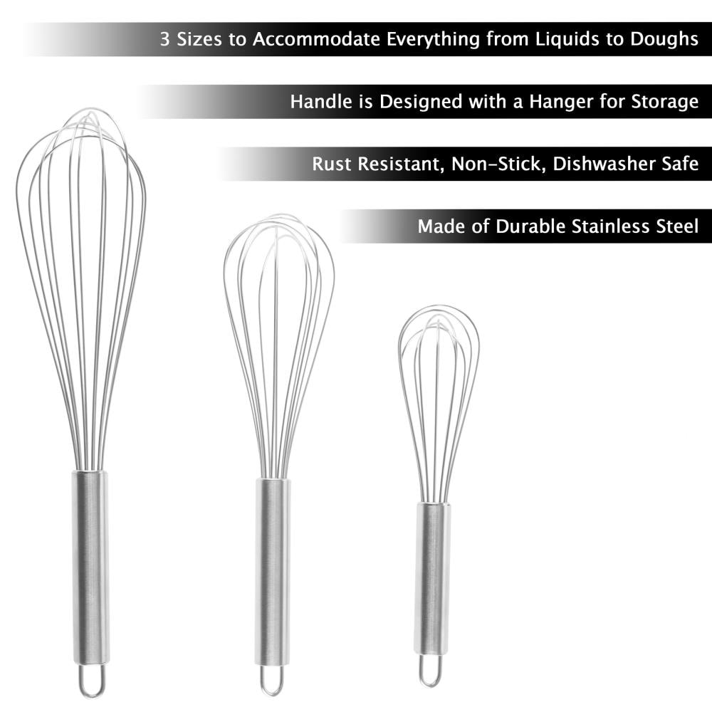 3 Pack Stainless Steel Whisks Wire Whisk Set Kitchen wisks for