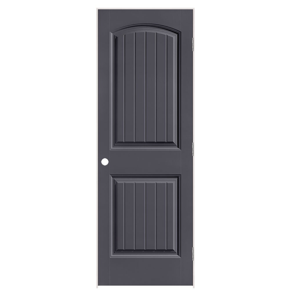 Masonite 1443819 28-in x 80-in Slate Solid core 2-panel round top plank Left hand Smooth Prefinished Molded composite Flat Jamb Single Prehung Interior Door