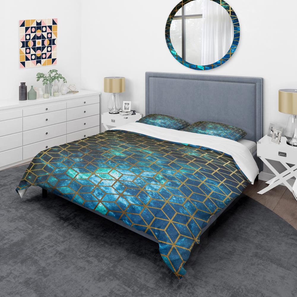 Designart BED19155-K 3 -Piece Blue King Duvet cover Set