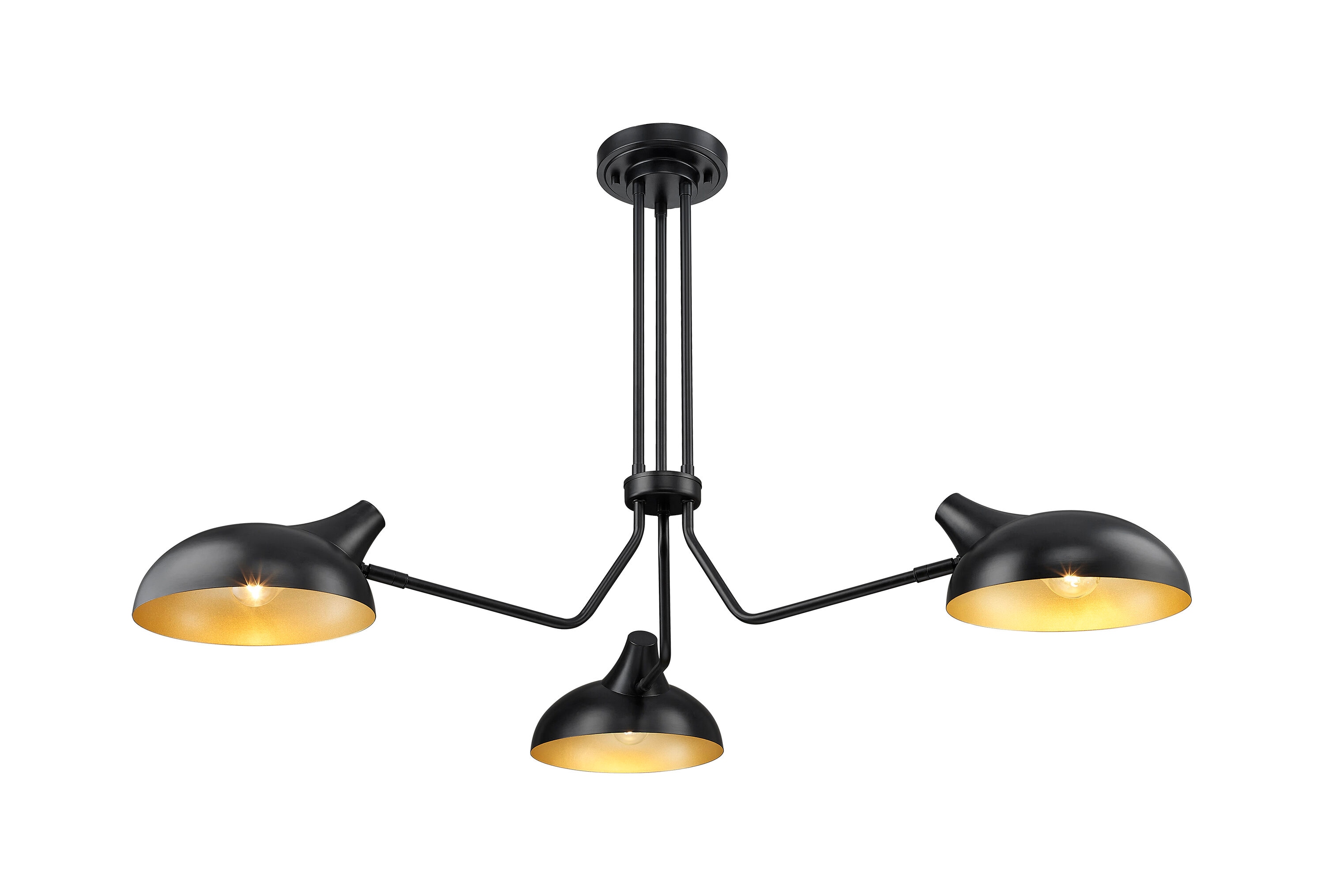 Bellamy Matte Black and Gold 46" Semi-Flush Ceiling Light