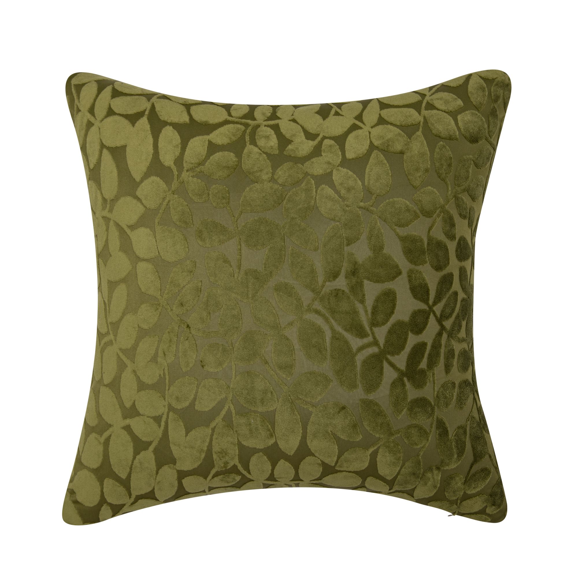 KATE AURORA - Red Hook Cut Leaf Embossed Chenille Ultra Plush and Fluffy 18 in x 18 in Filled Acc...