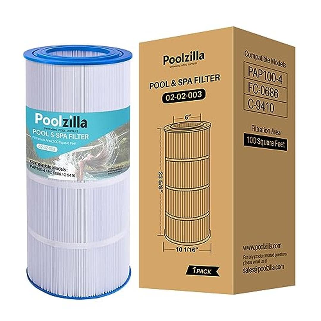 Poolzilla PZ-100A-1PCK Replacement Pool Filter Cartridge Compatible with Pentair CC100 CCRP100 PAP100 PAP100 4 Unicel C 9410 R173215 Filbur FC 0686 59054200 160316 160354 SP100 Predator 100