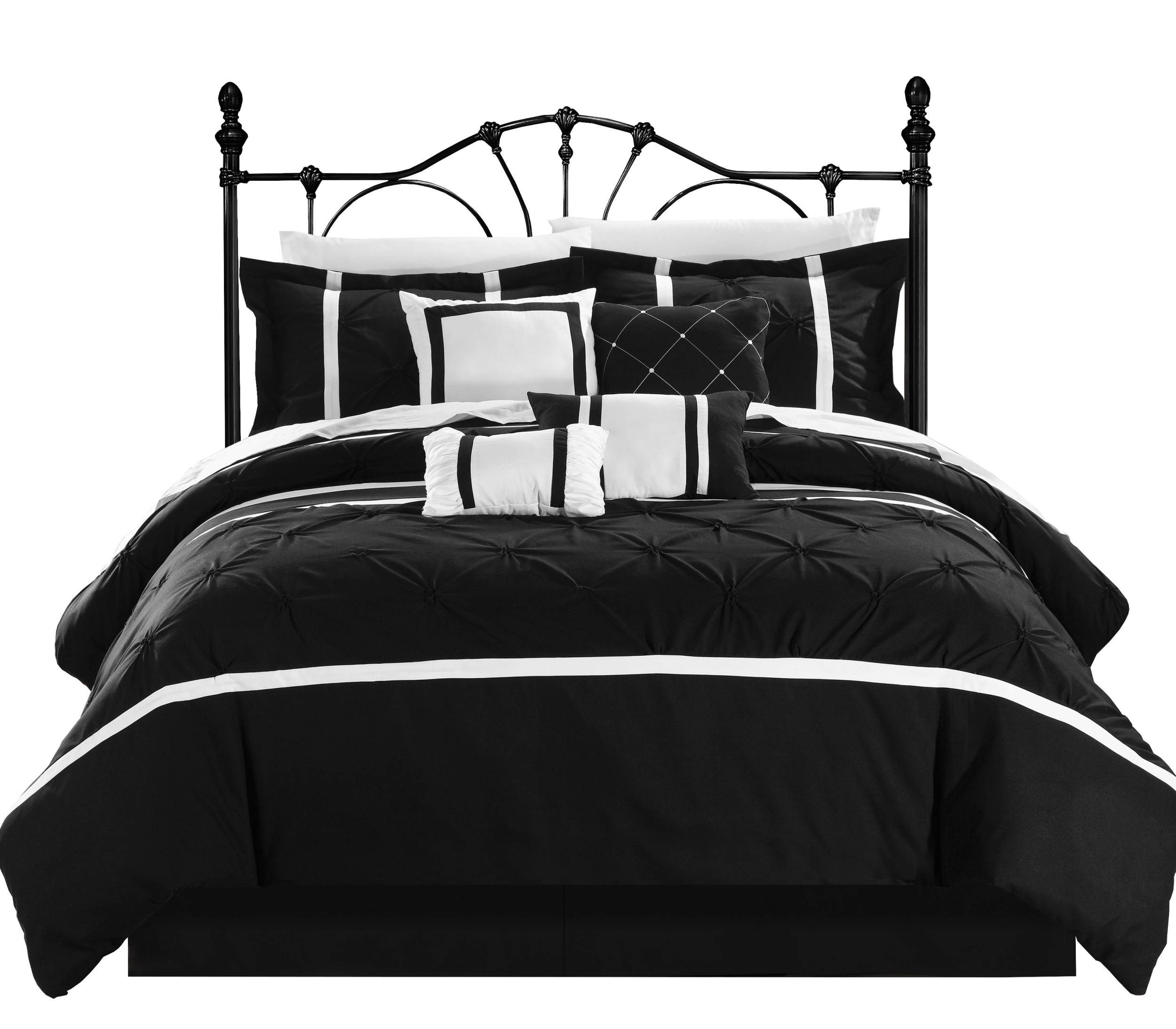 Chic Home Design 127CK112-LW Vermont 8-Piece Black King Comforter Set