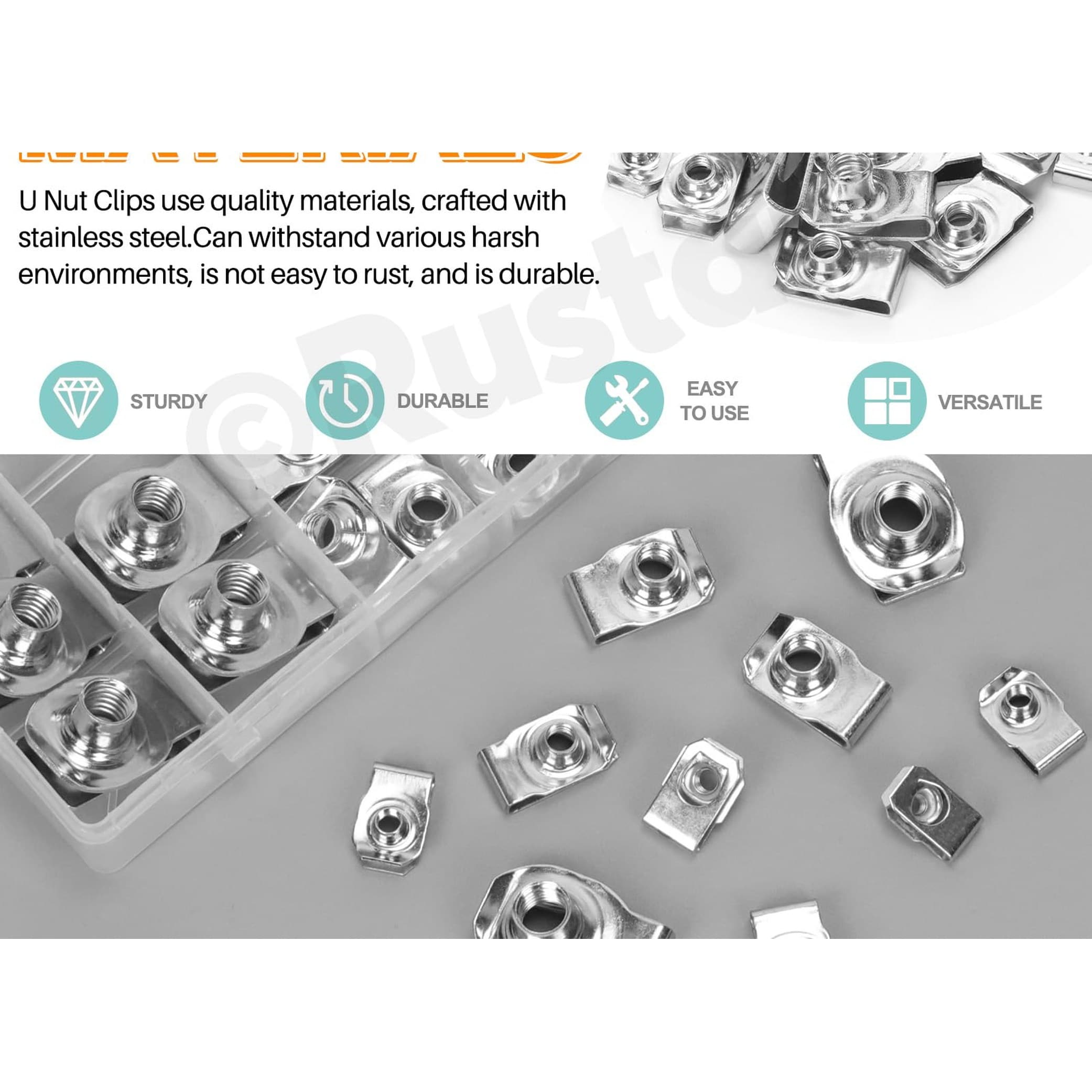 SenQWFa 54pcs U fastener Clip Assortment Kit 5 Sizes 304 Stainless ...