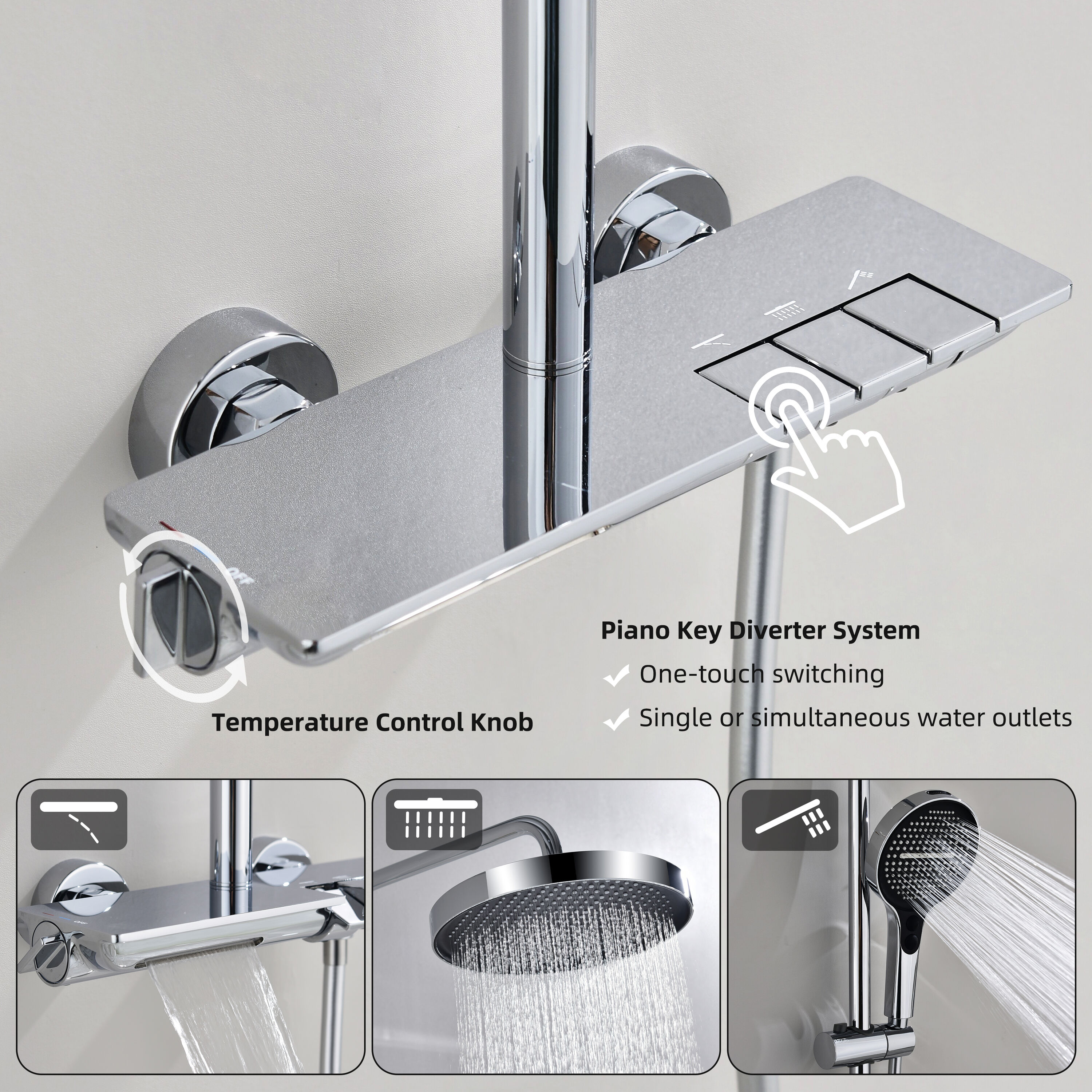 WELLFOR WBSB-004C Showerhead-Bar-Panels - View #2