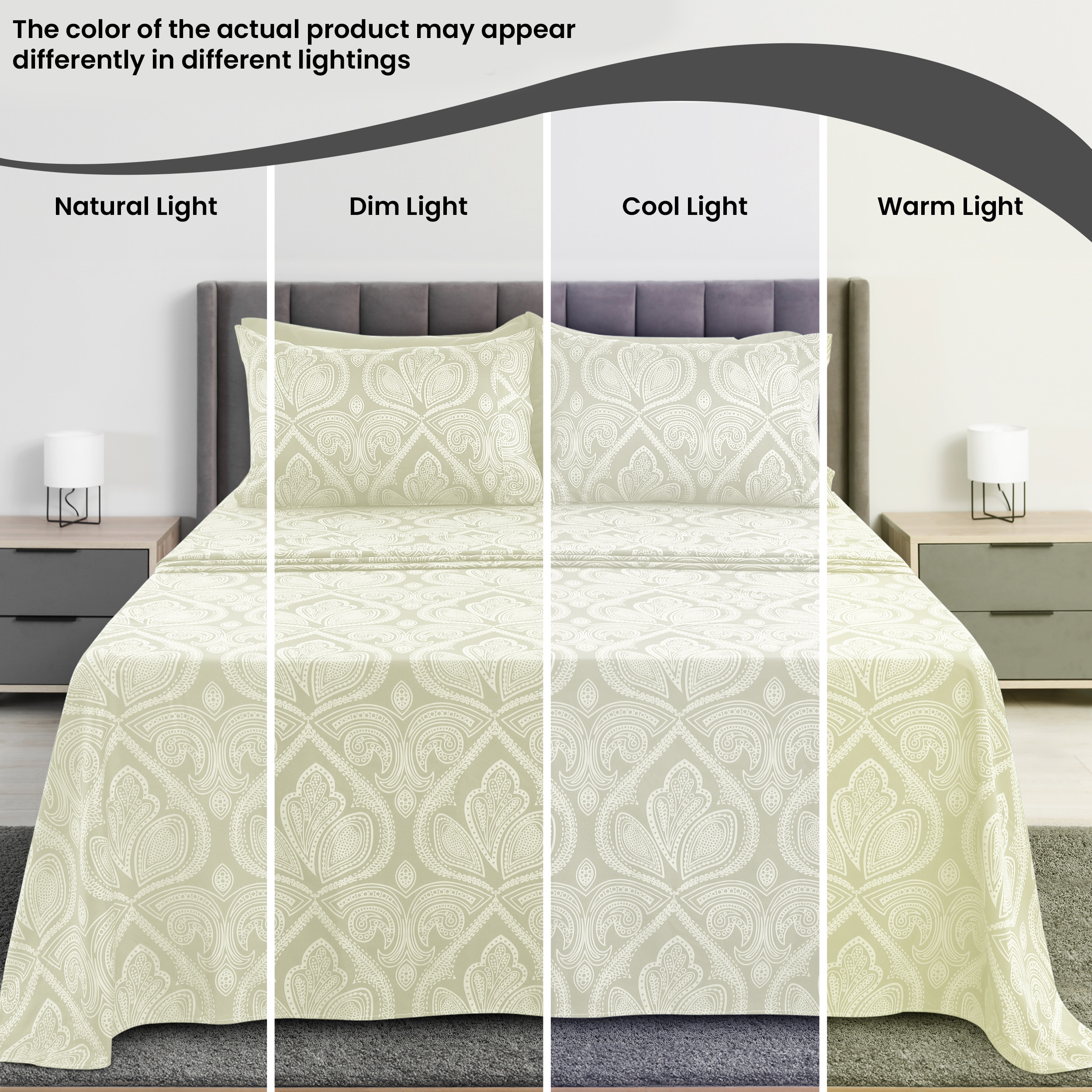 Lux Decor Collection PAISLEY Q IVORY Sheet-Sets - View #6