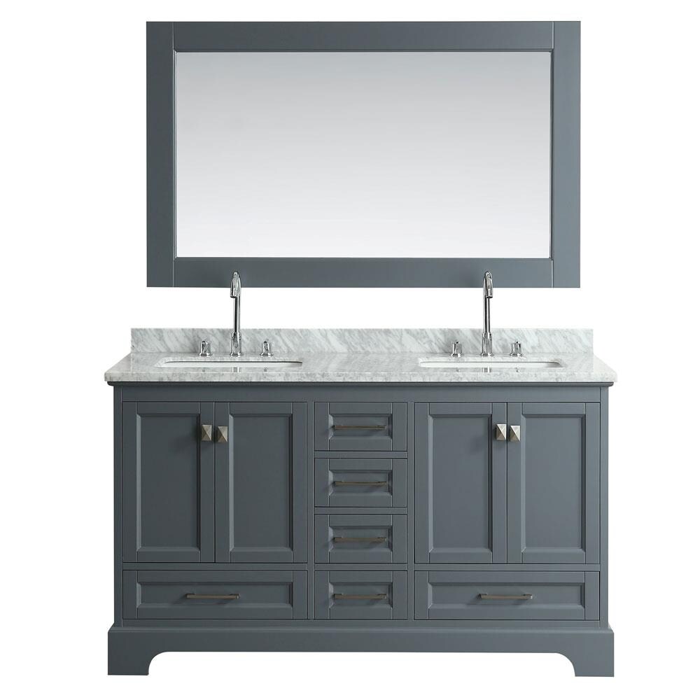 Design Element Omega 61-in Gray Undermount Double Sink Bathroom Vanity ...