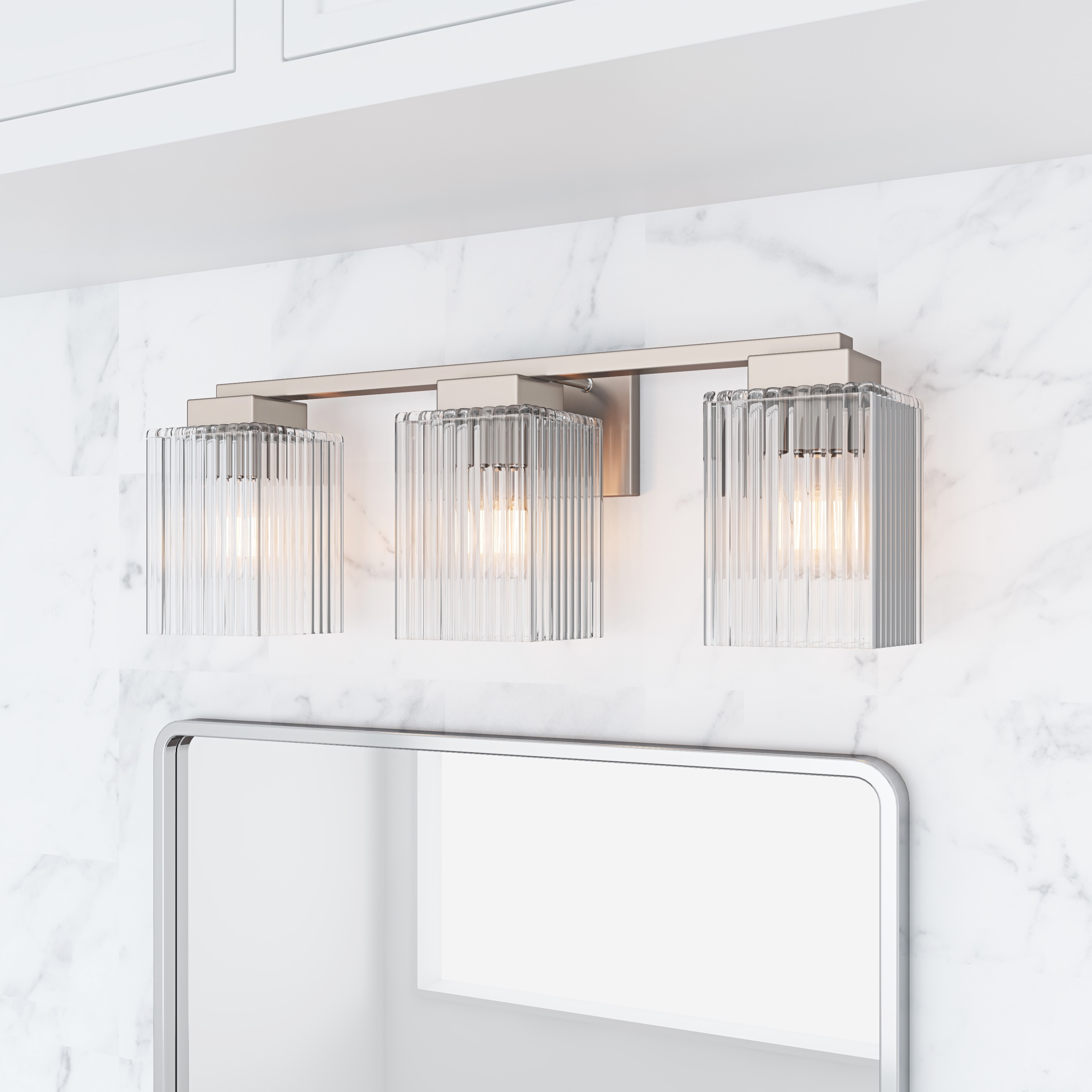Aiwen WHH-V020-3 23.7-in 3 -Light Nickel Modern/contemporary Vanity light