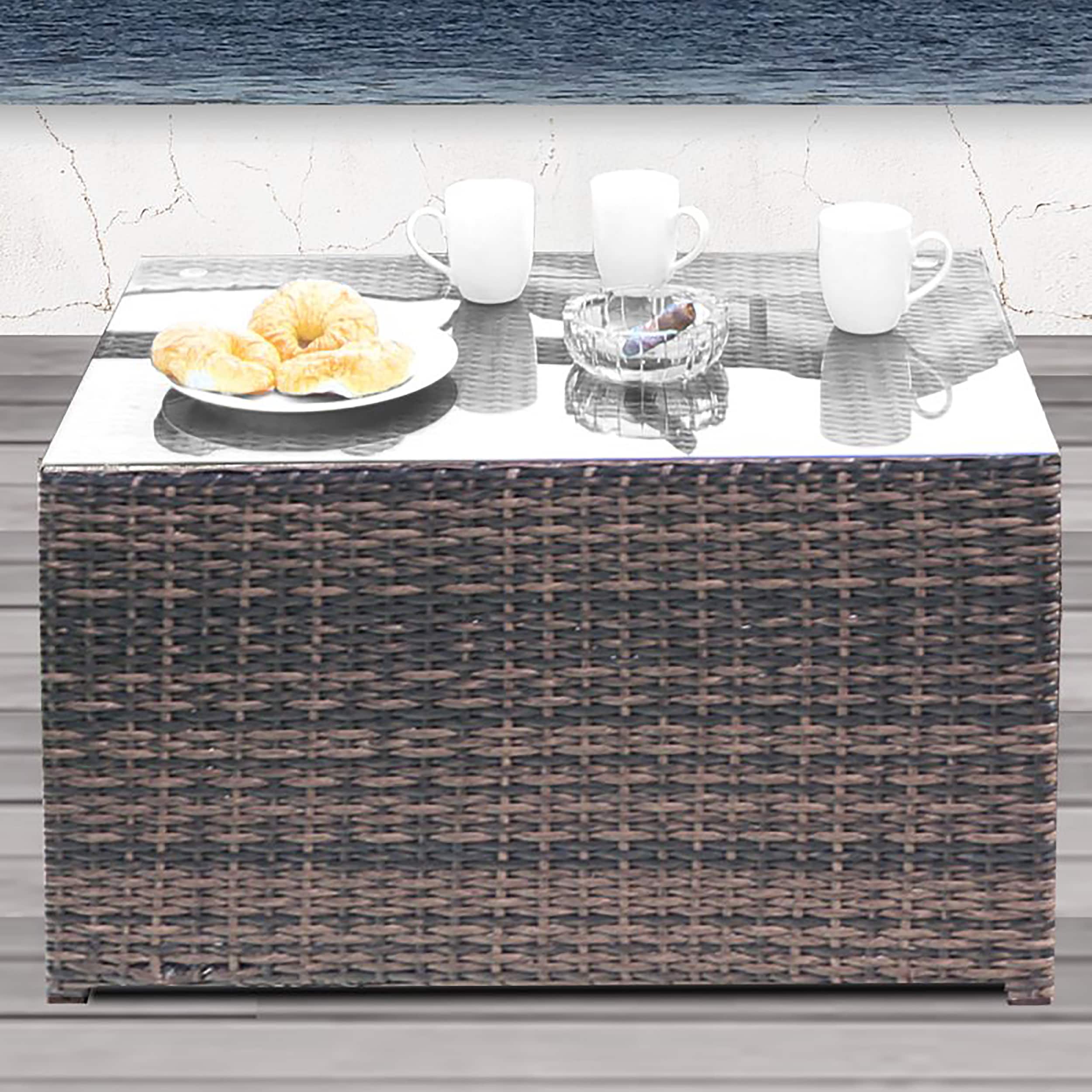 Moda Furnishings MDB120P143942 Gigi Rectangle Wicker Outdoor Coffee 22-in W x 33-in L
